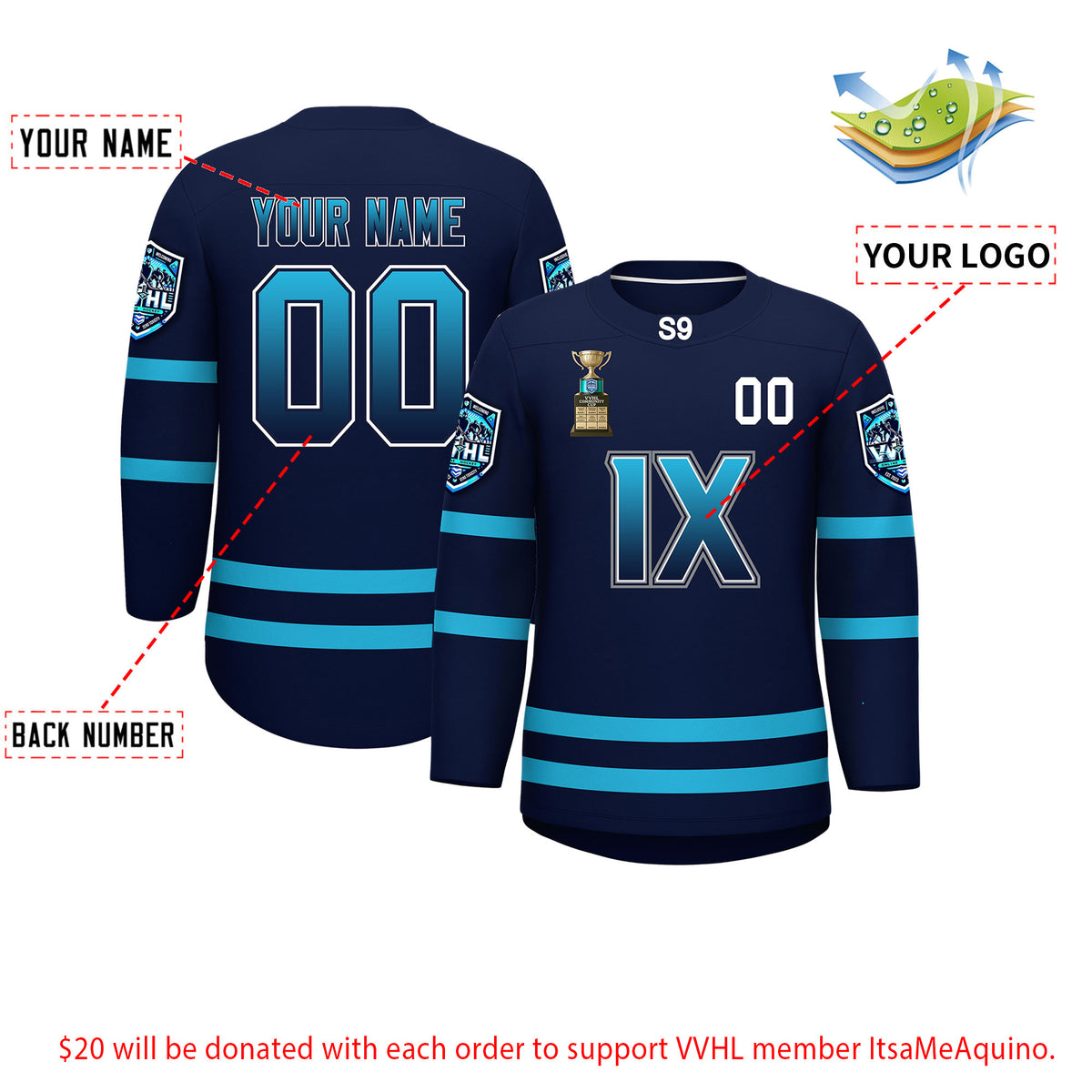 VVHL S9 Navy Hockey Jersey