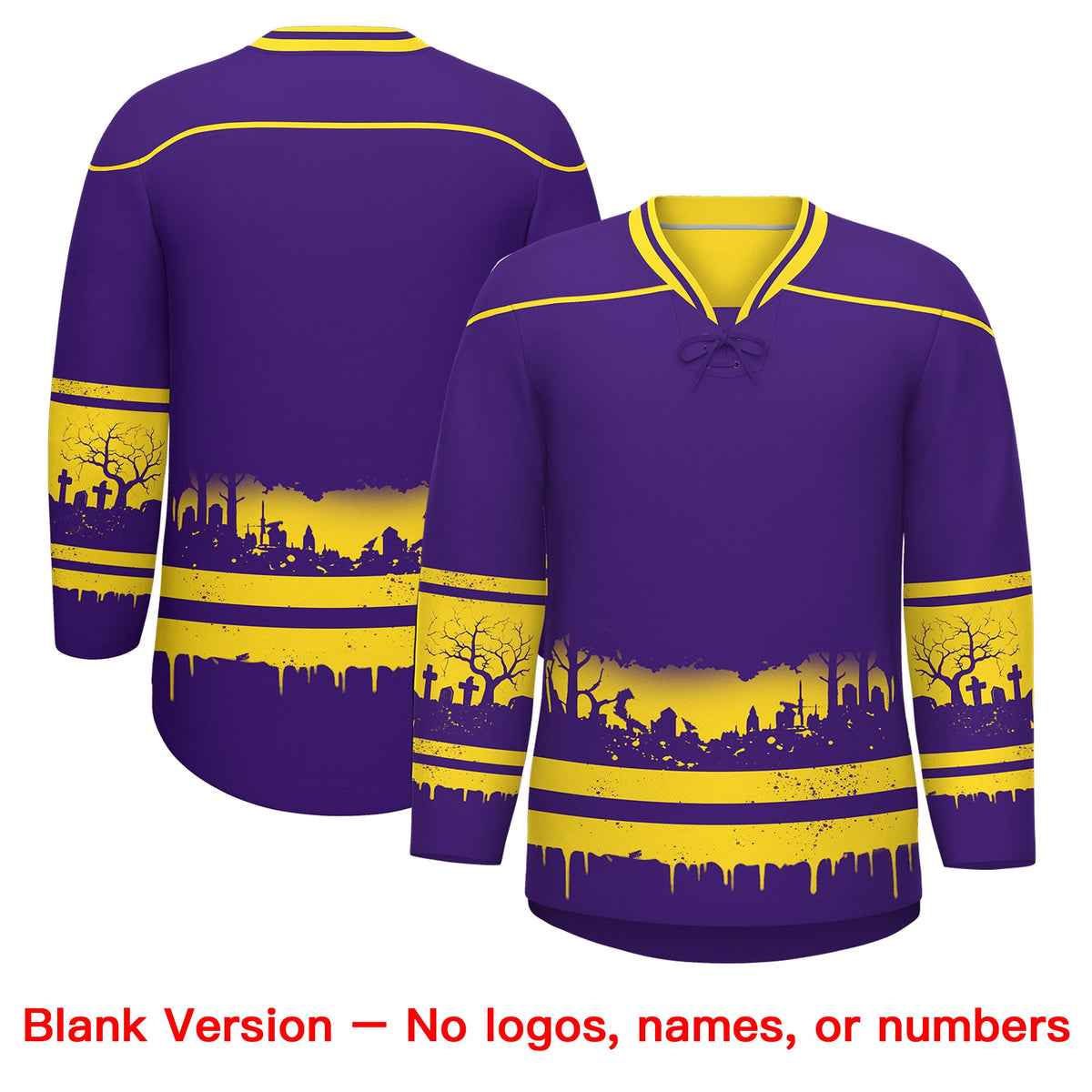 Custom Purple Gold Cream Gradient Fashion Halloween Stretch Fabric Hockey Jersey| KXKSHOP