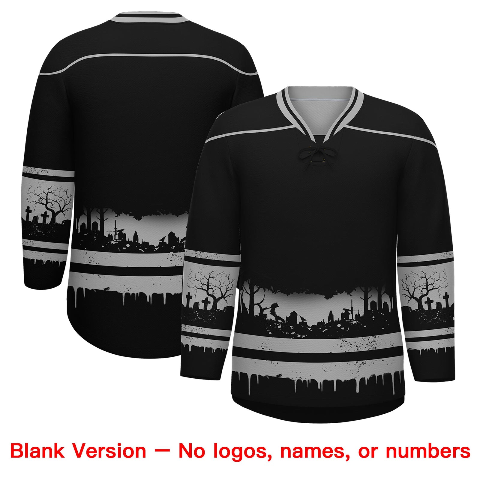 Custom Black Gray Cream Gradient Fashion Halloween Stretch Fabric Hockey Jersey| KXKSHOP