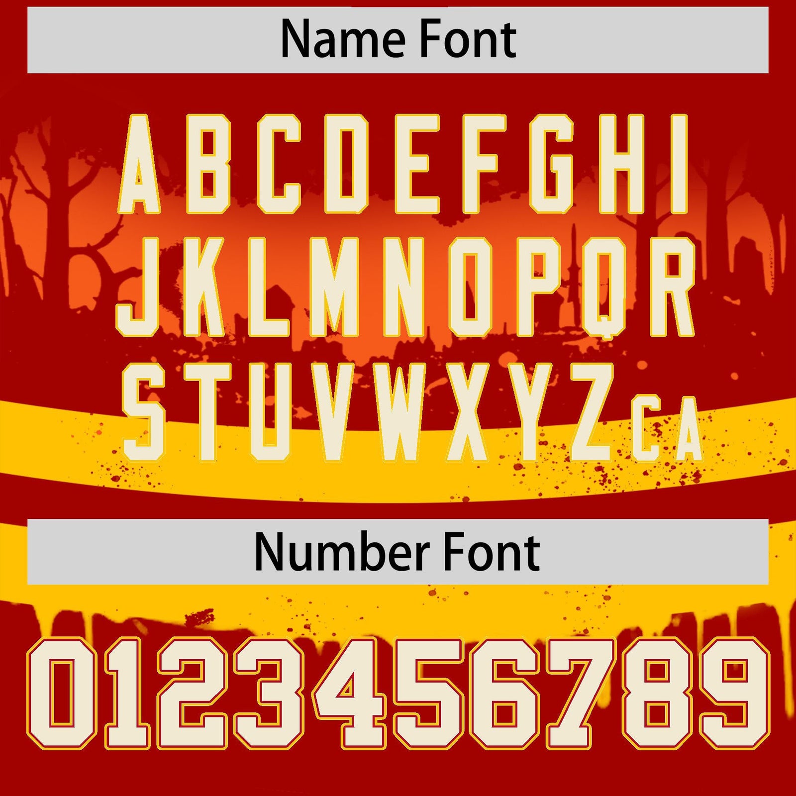 Custom Red Gold Orange Gradient Fashion Halloween Stretch Fabric Hockey Jersey| KXKSHOP