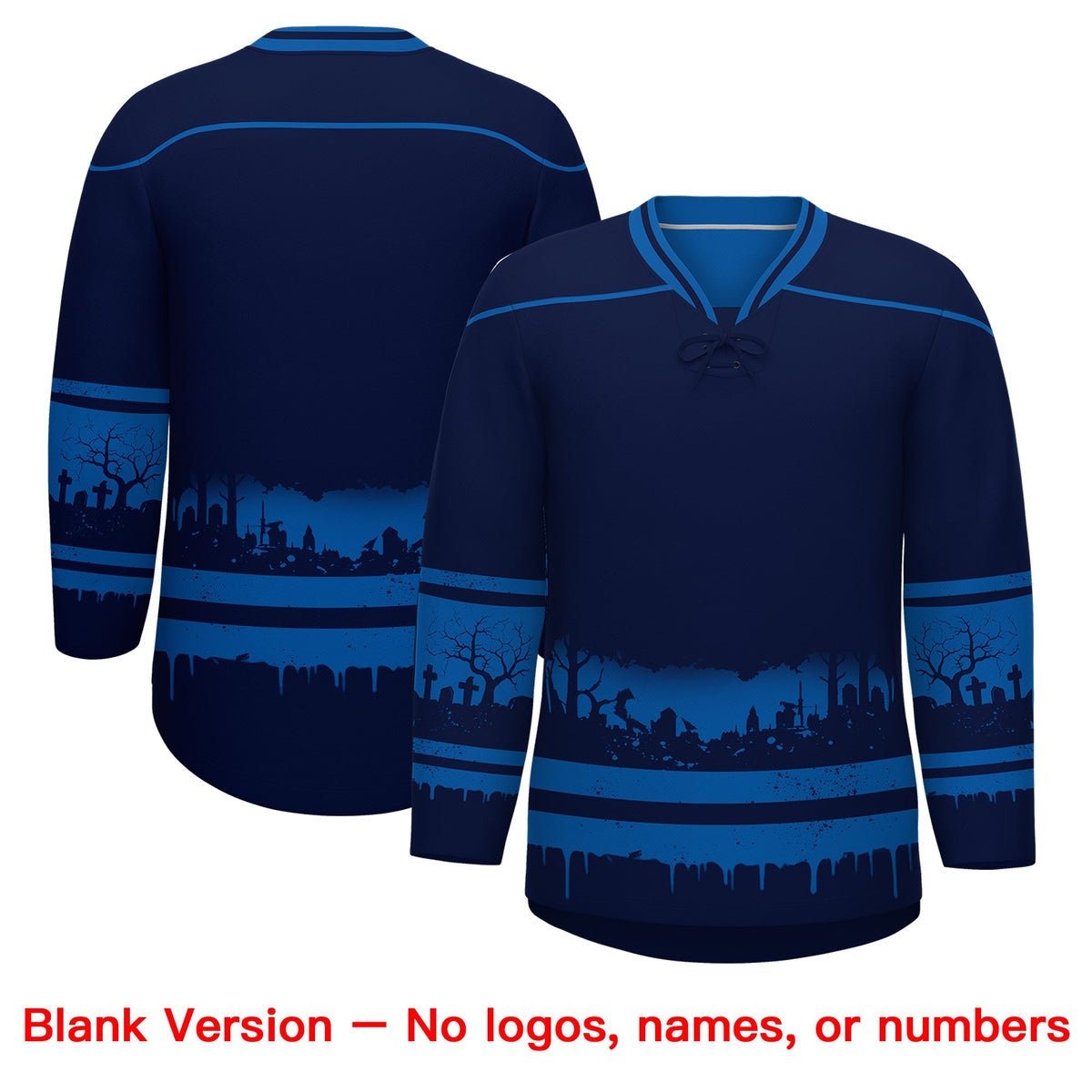 Custom Navy Royal Cream Gradient Fashion Halloween Stretch Fabric Hockey Jersey| KXKSHOP
