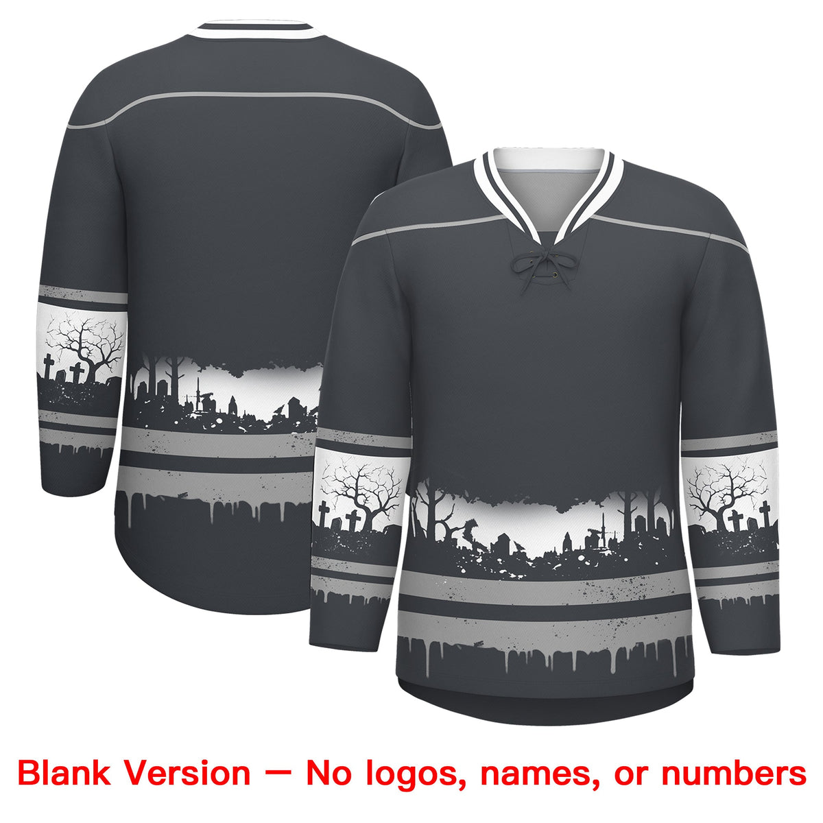 Custom Dark Gray Gray White Gradient Fashion Halloween Stretch Fabric Hockey Jersey| KXKSHOP