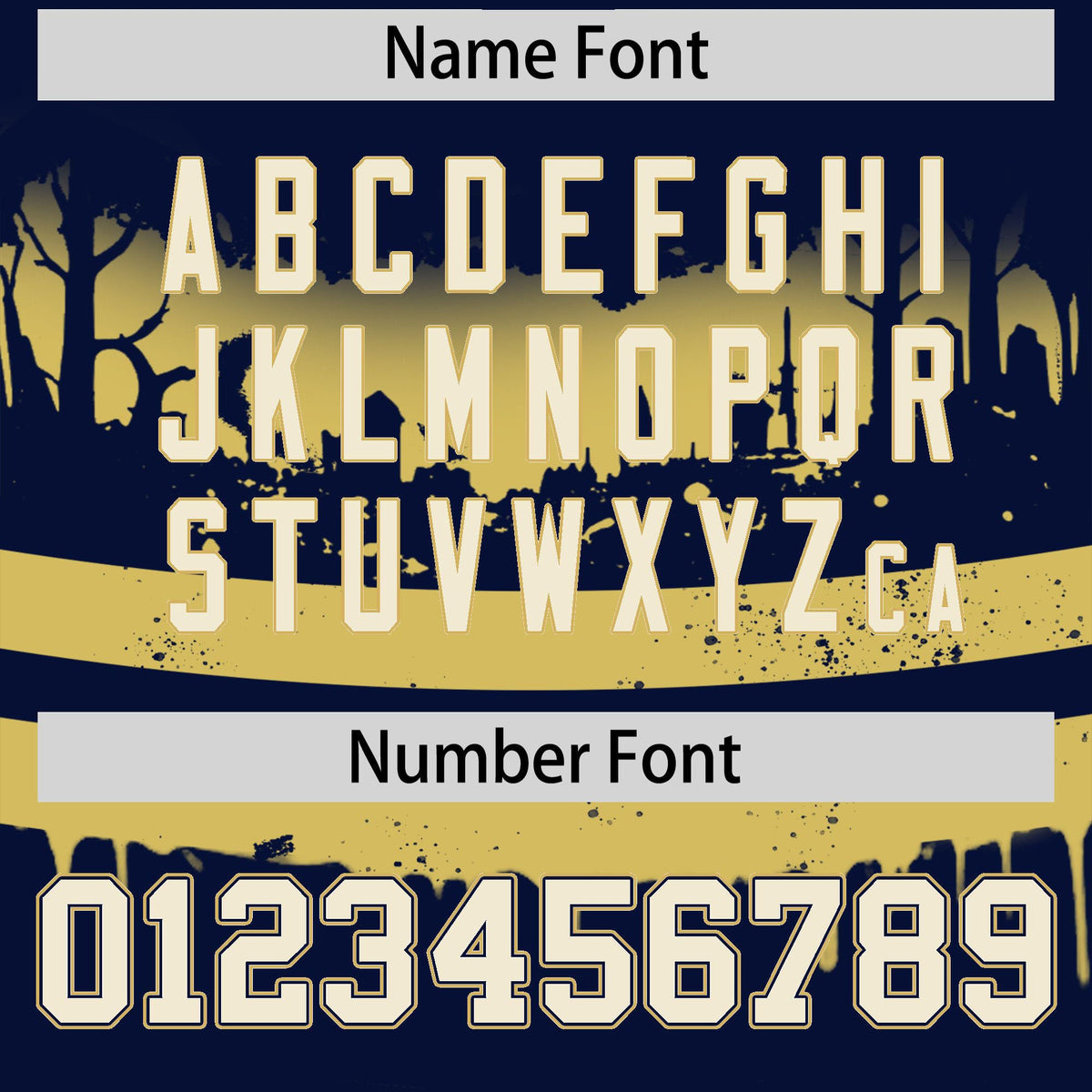 Custom Navy Old Gold Cream Gradient Fashion Halloween Stretch Fabric Hockey Jersey| KXKSHOP