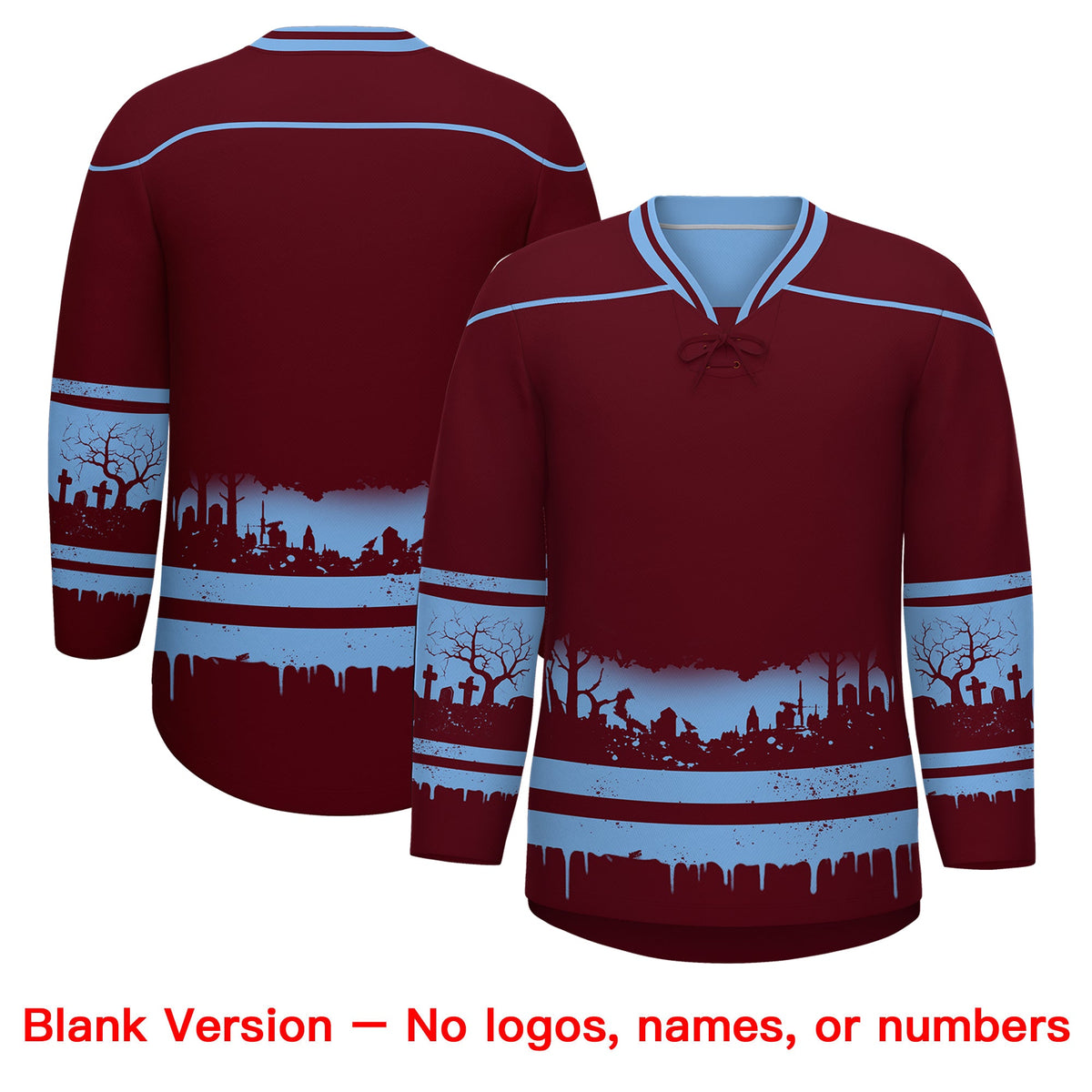 Custom Powder Blue Cream Gradient Fashion Halloween Stretch Fabric Hockey Jersey| KXKSHOP