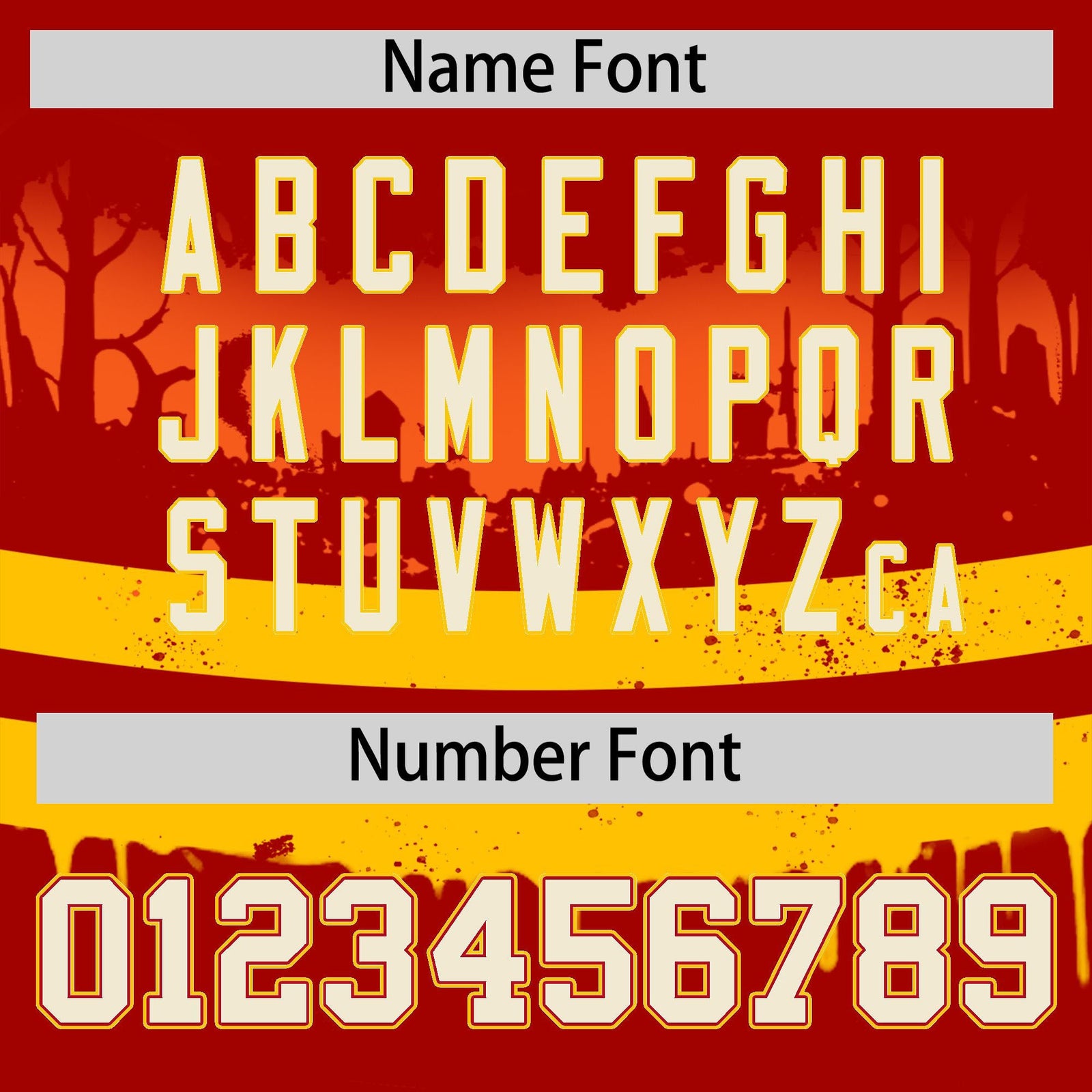 Custom Red Gold Orange Gradient Fashion Halloween Stretch Fabric Hockey Jersey| KXKSHOP