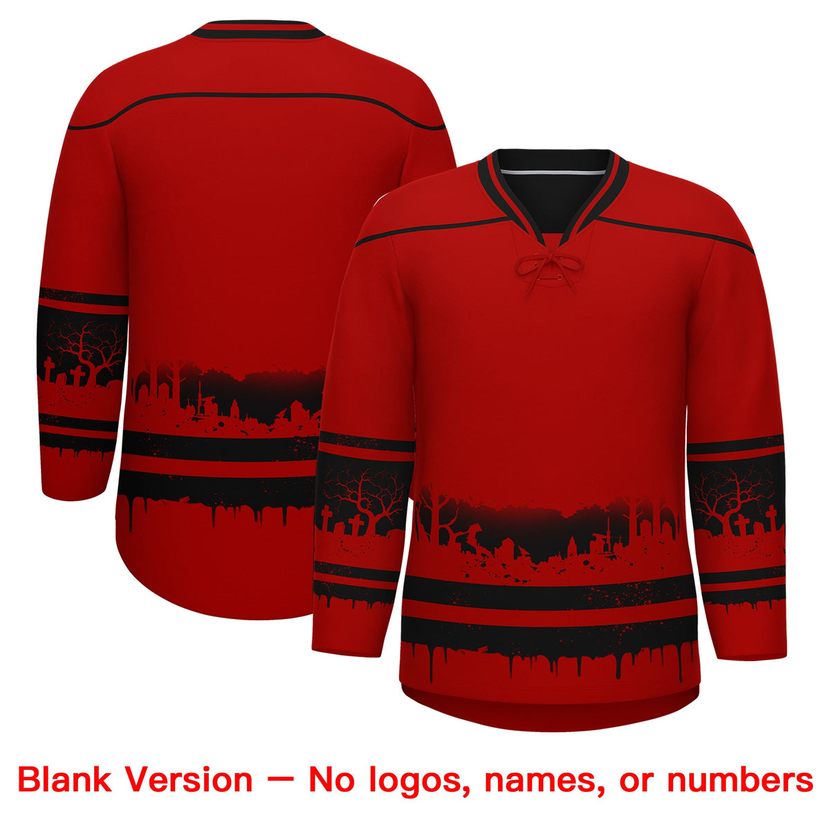 Custom Red Black Cream Gradient Fashion Halloween Stretch Fabric Hockey Jersey| KXKSHOP