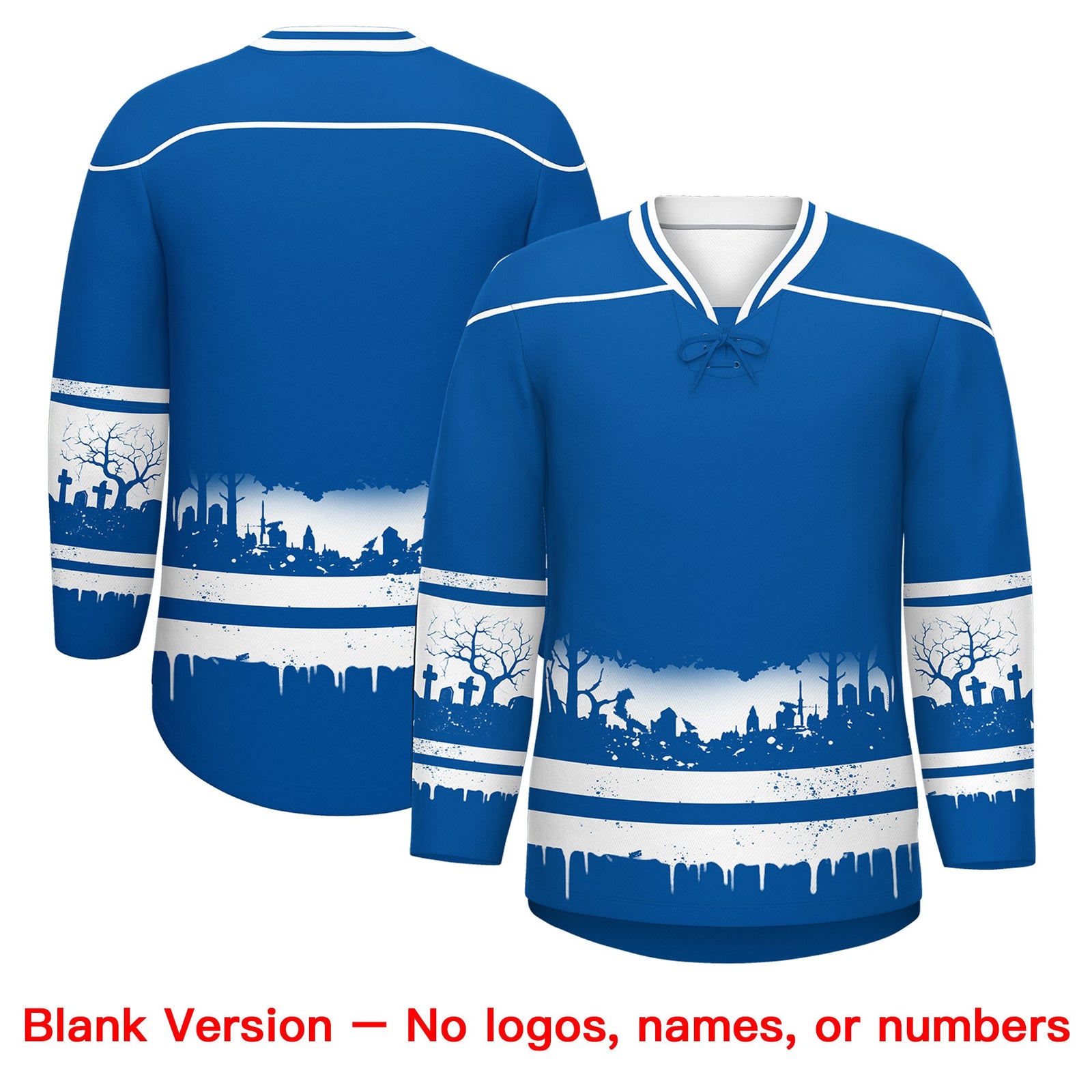 Custom Royal White Cream Gradient Fashion Halloween Stretch Fabric Hockey Jersey| KXKSHOP