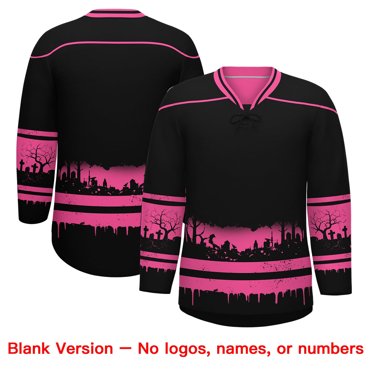 Custom Black Pink Cream Gradient Fashion Halloween Stretch Fabric Hockey Jersey| KXKSHOP