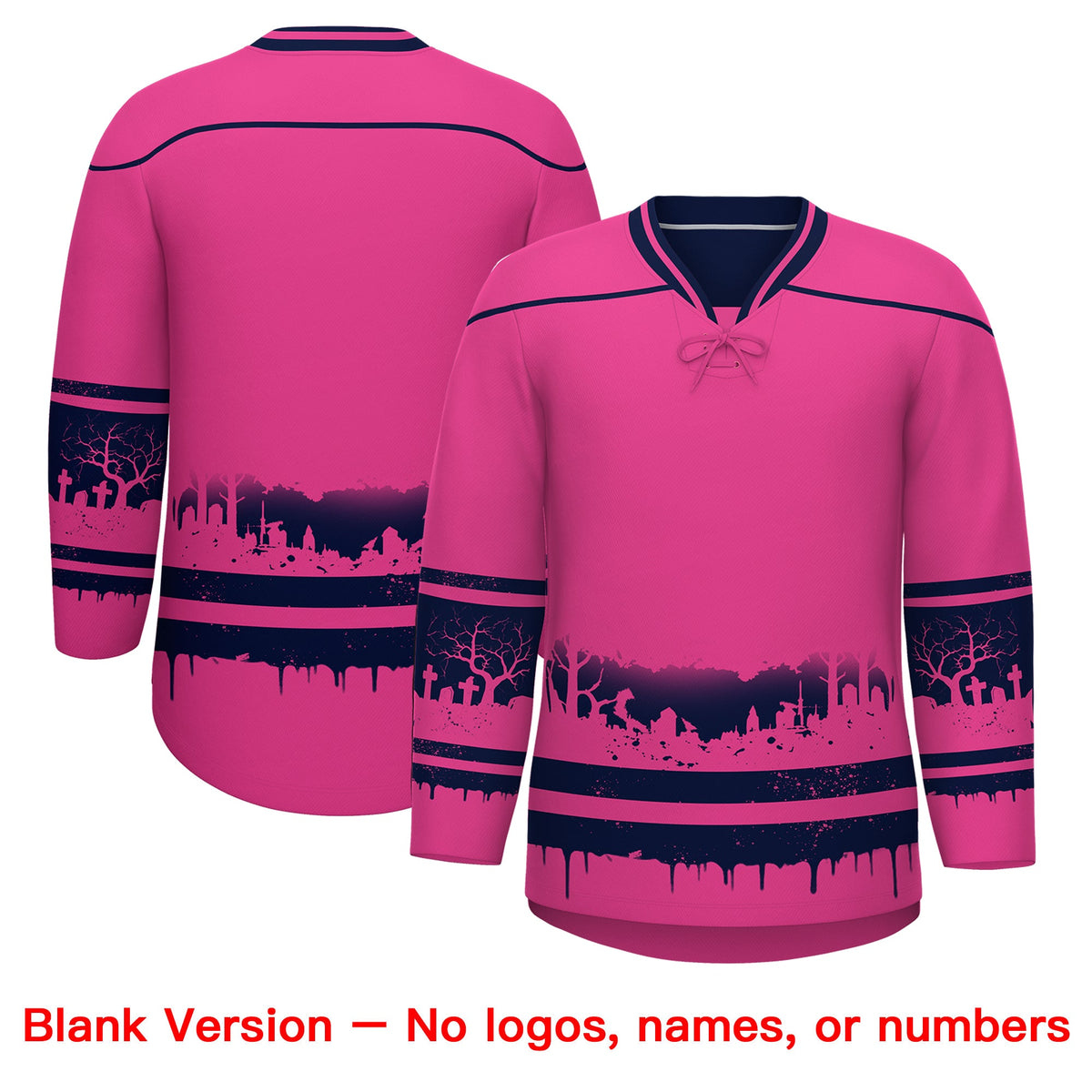 Custom Rose Red Navy Cream Gradient Fashion Halloween Stretch Fabric Hockey Jersey| KXKSHOP