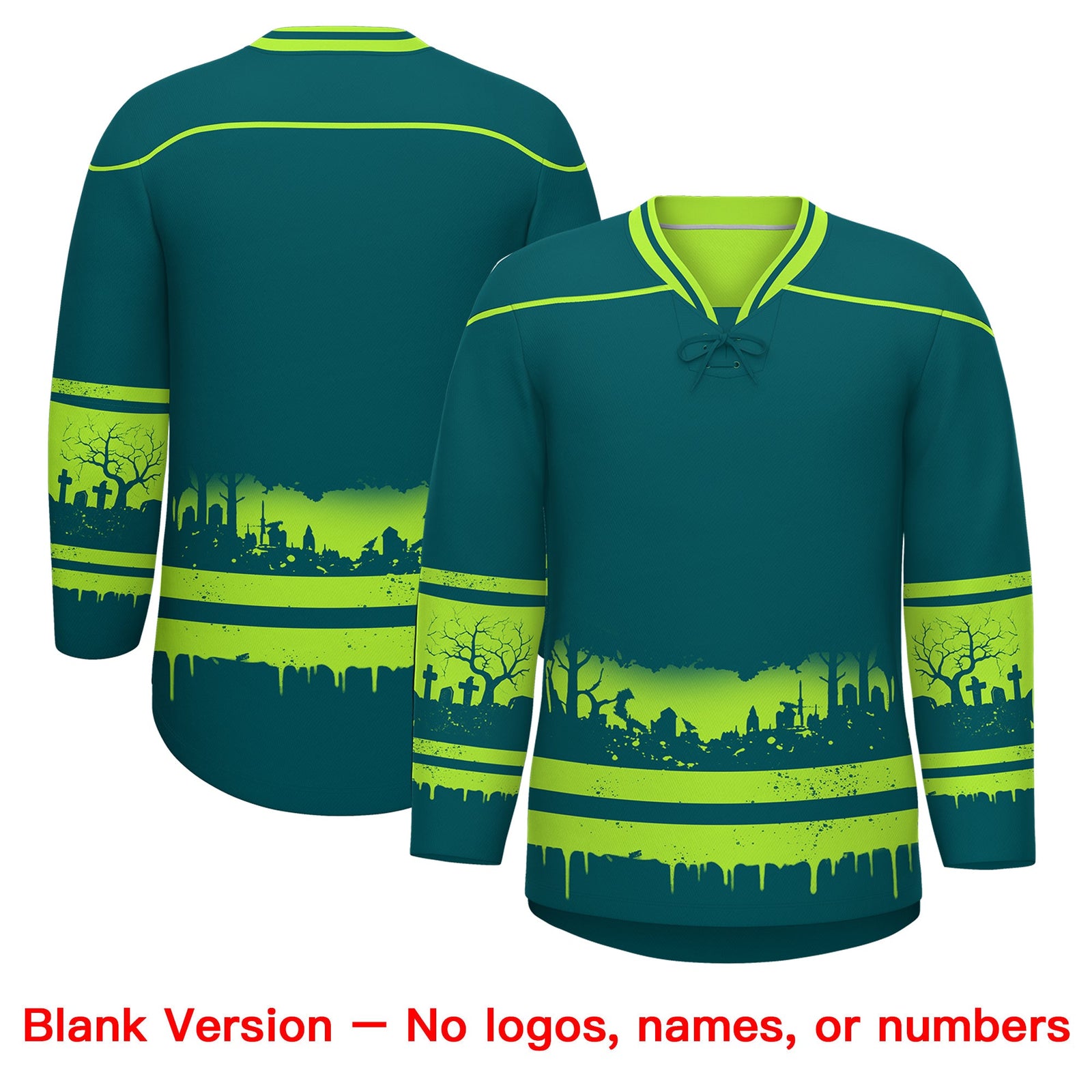 Custom Neon Green Cream Gradient Fashion Halloween Stretch Fabric Hockey Jersey| KXKSHOP