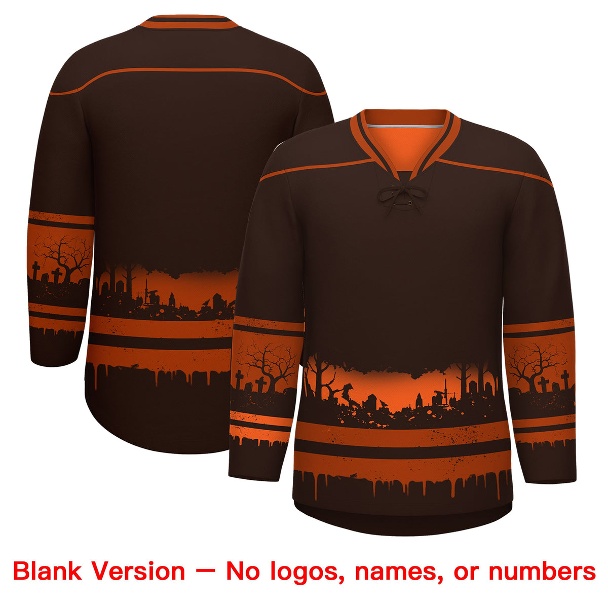 Custom Brown Dark Orange Cream Gradient Fashion Halloween Stretch Fabric Hockey Jersey| KXKSHOP