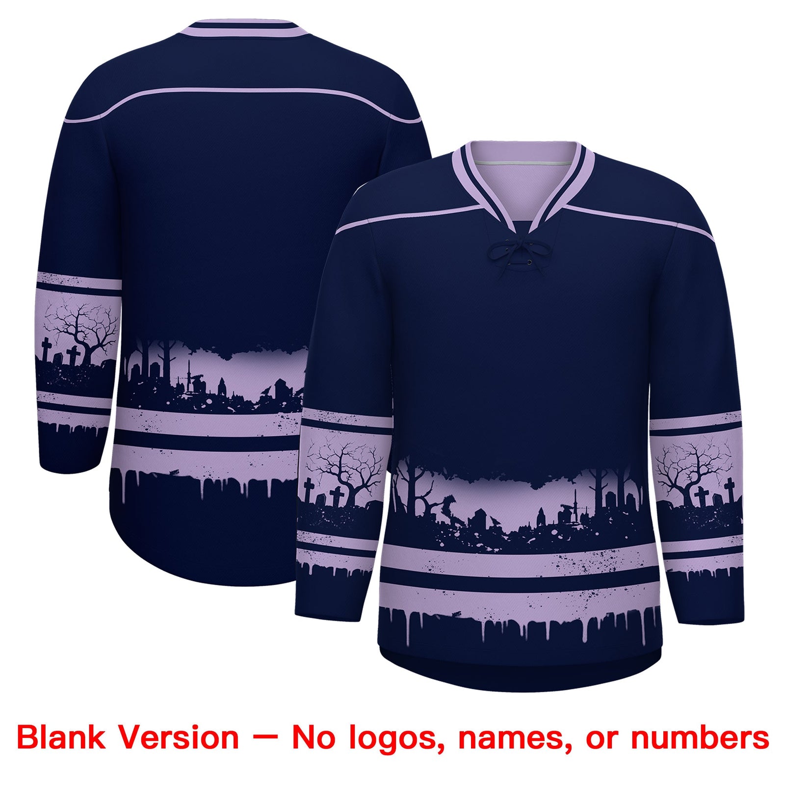 Custom Navy Light Purple Cream Gradient Fashion Halloween Stretch Fabric Hockey Jersey| KXKSHOP