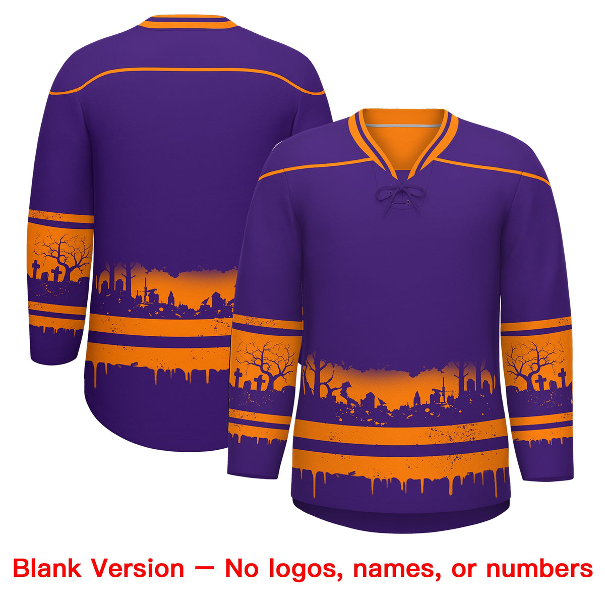 Custom Purple Orange Cream Gradient Fashion Halloween Stretch Fabric Hockey Jersey| KXKSHOP