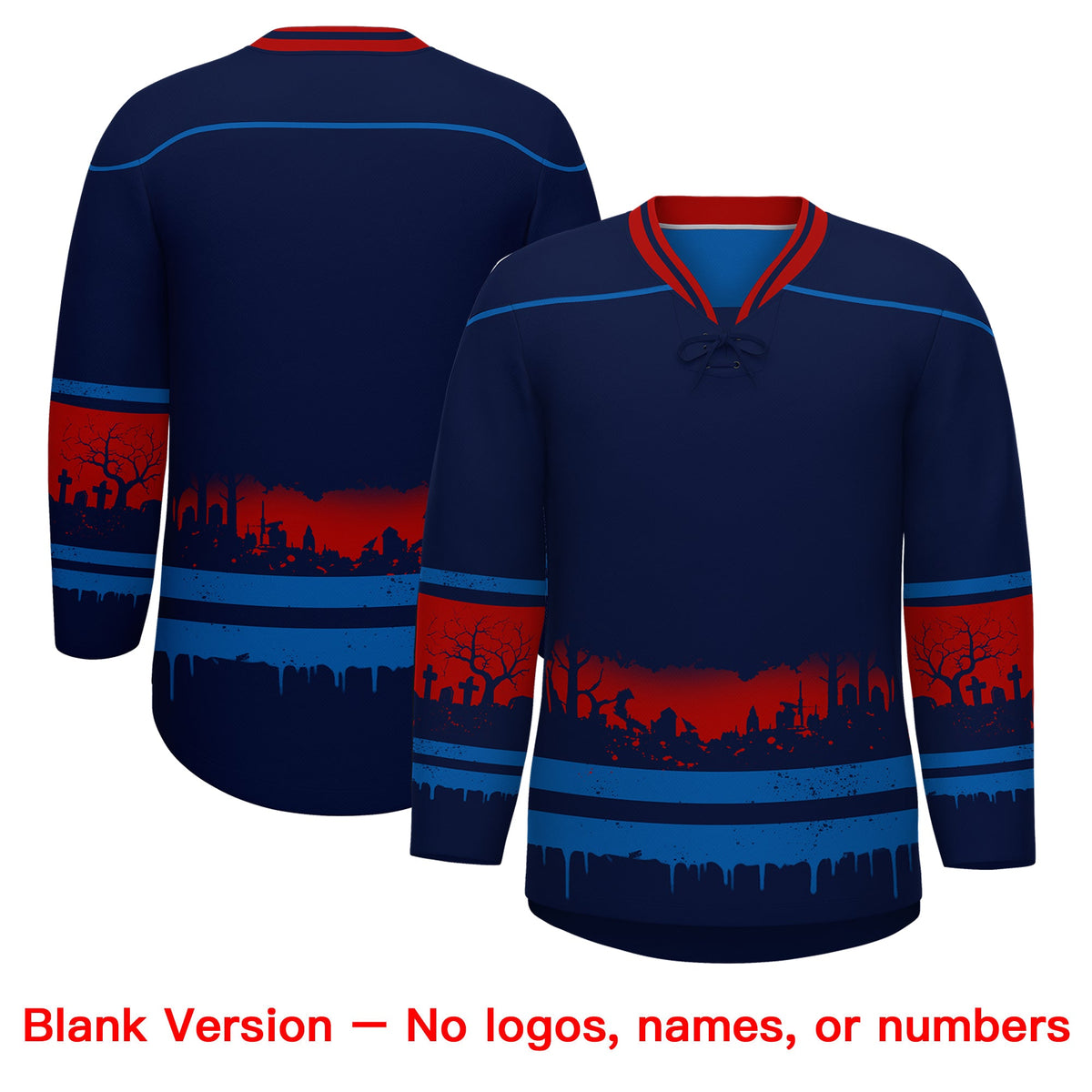 Custom Navy Royal Red Gradient Fashion Halloween Stretch Fabric Hockey Jersey| KXKSHOP