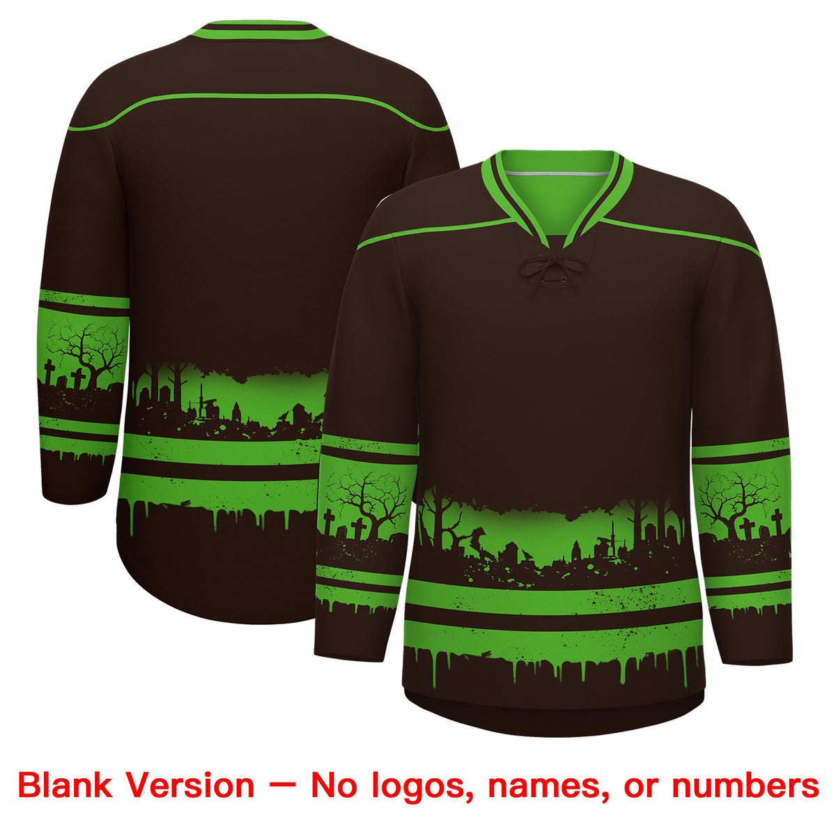 Custom Brown Light Green Cream Gradient Fashion Halloween Stretch Fabric Hockey Jersey| KXKSHOP