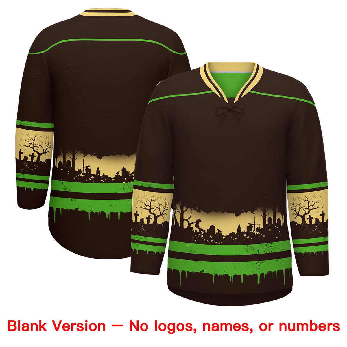 Custom Brown Light Green Khaki Gradient Fashion Halloween Stretch Fabric Hockey Jersey| KXKSHOP