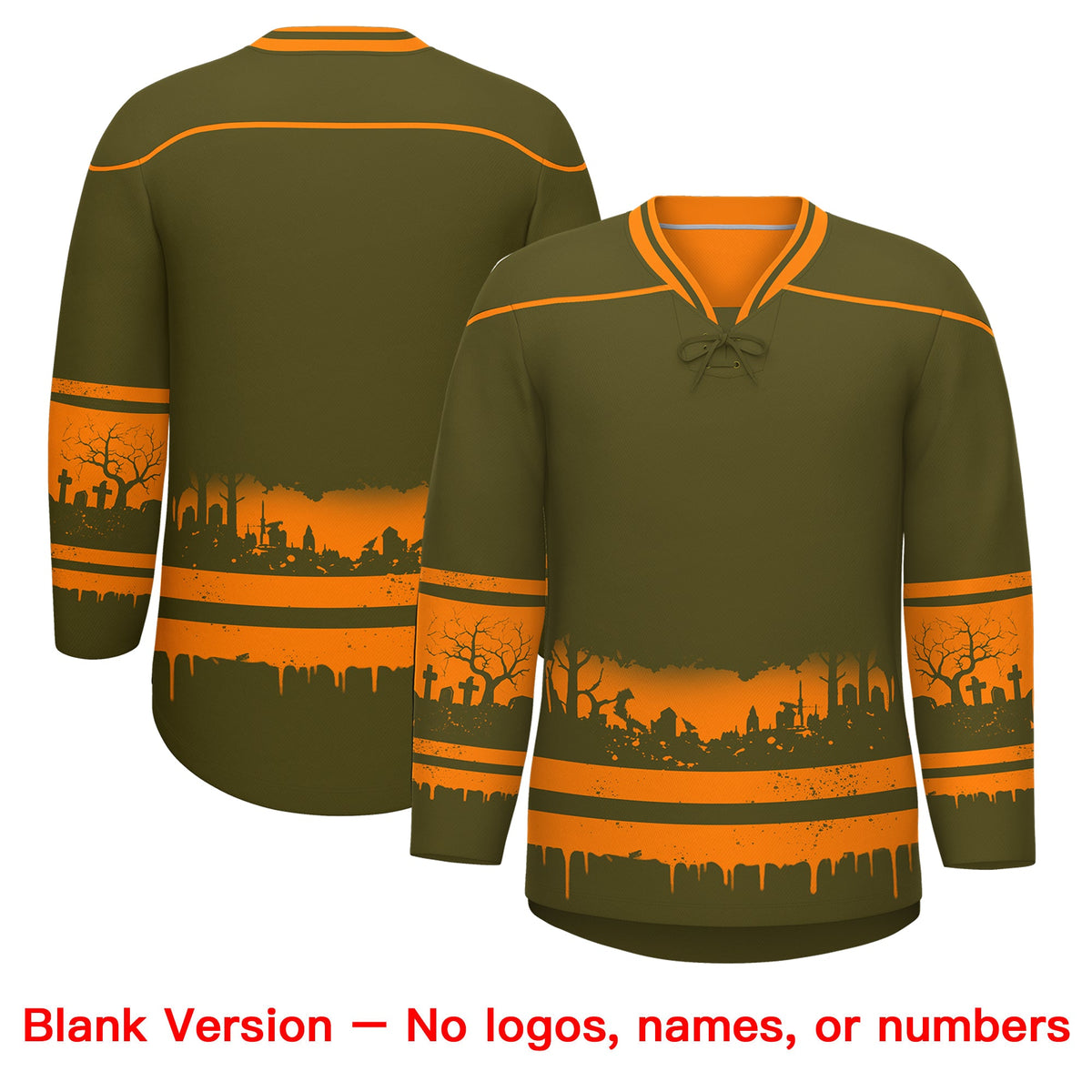 Custom Olive Orange Cream Gradient Fashion Halloween Stretch Fabric Hockey Jersey| KXKSHOP