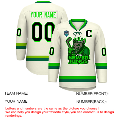VVHL S9 Sewer Kings White Green Hockey Jersey