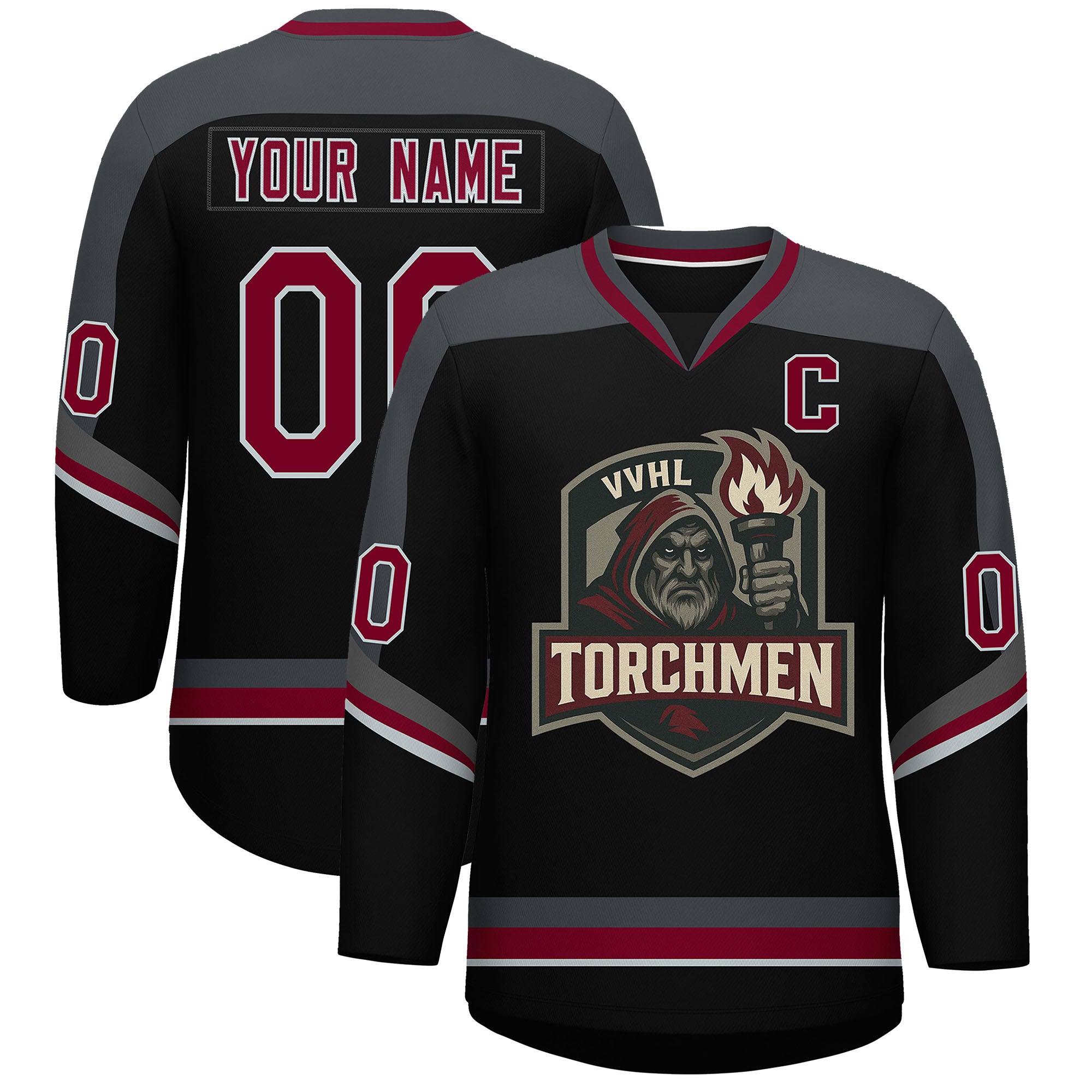 VVHL S9 Torchmen Black White Hockey Jersey