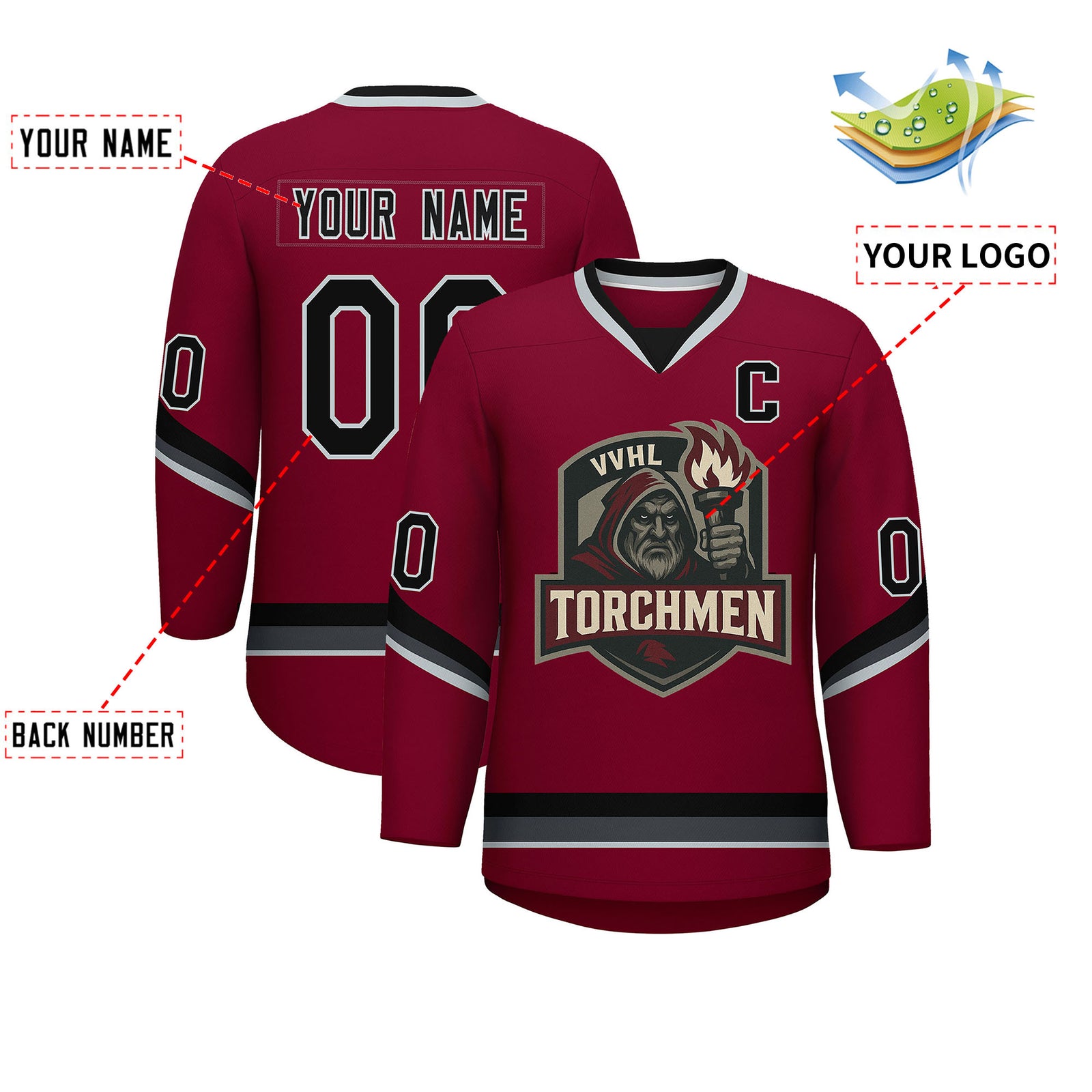 VVHL S9 Torchmen Black White Hockey Jersey