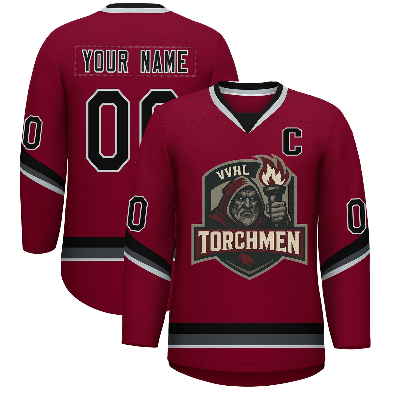 VVHL S9 Torchmen Black White Hockey Jersey