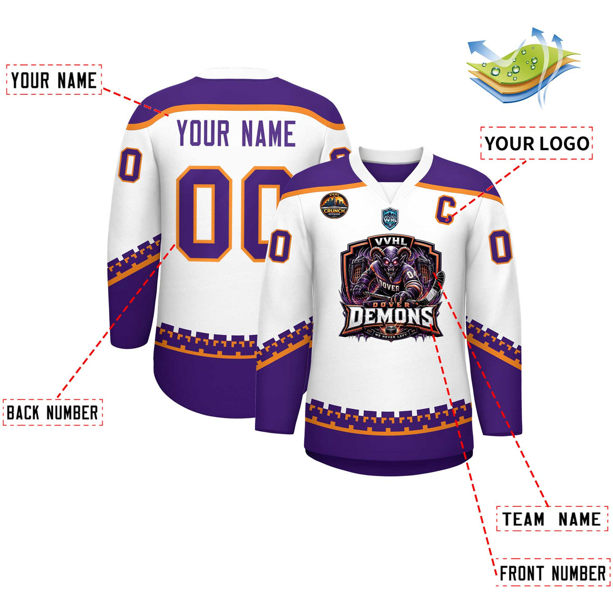 VVHL S11 Dover demons Hockey Jersey