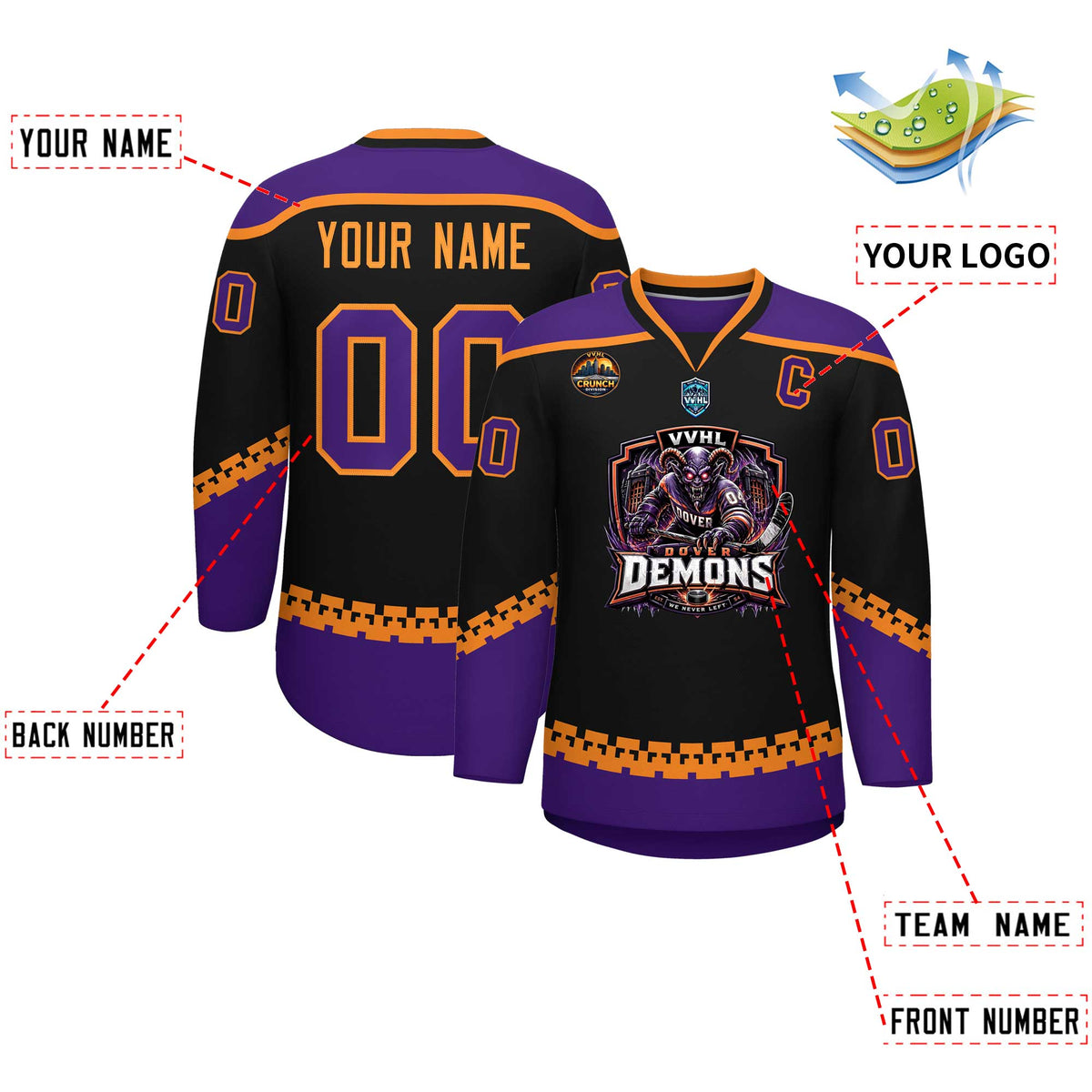 VVHL S11 Dover demons Hockey Jersey