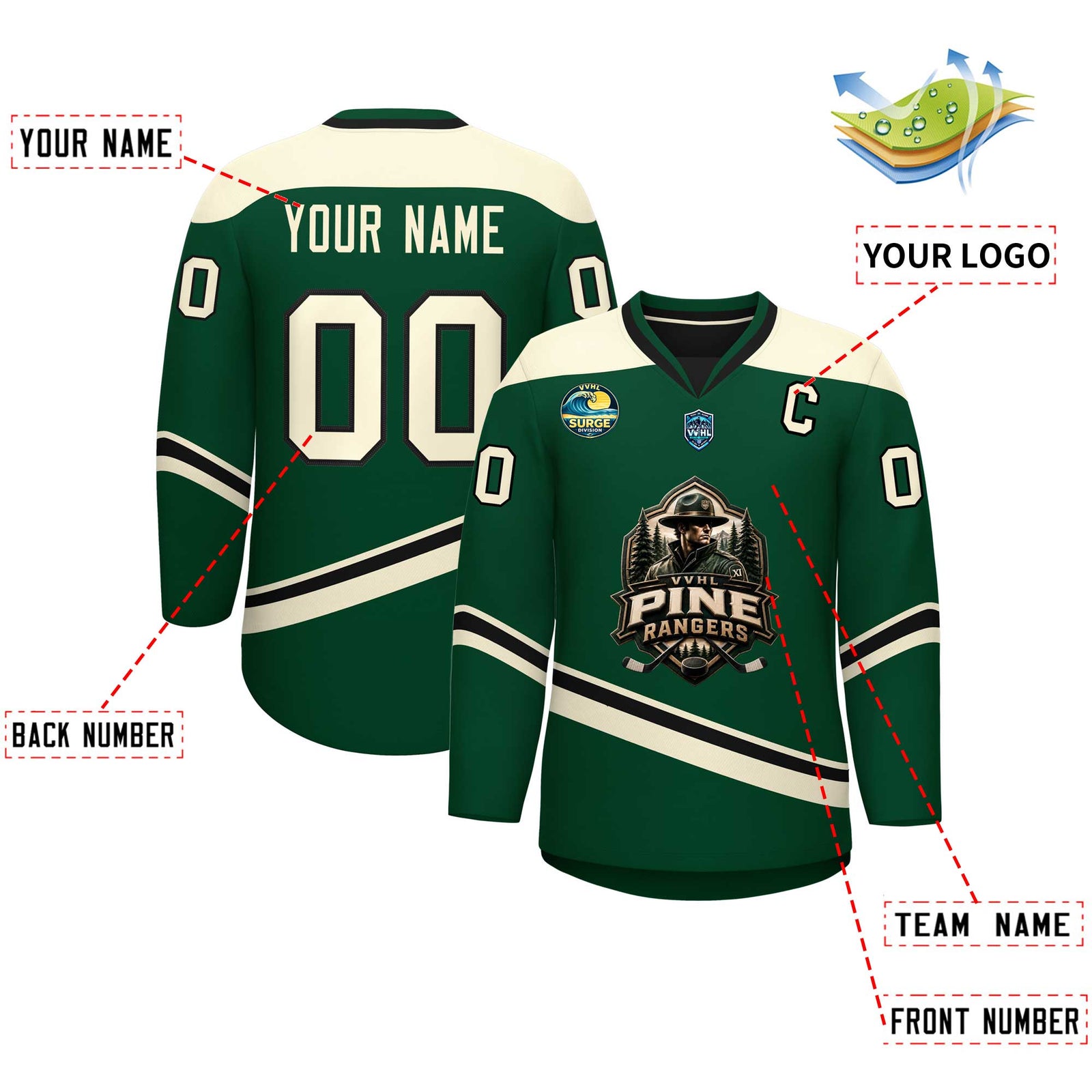 VVHL S11 Pine Rangers Hockey Jersey