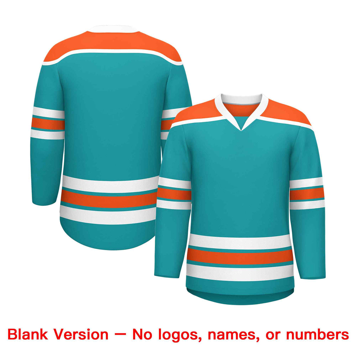 Custom Aqua Orange Ice Cream Helmet Pattern Personalized V-Neck Hockey Jersey