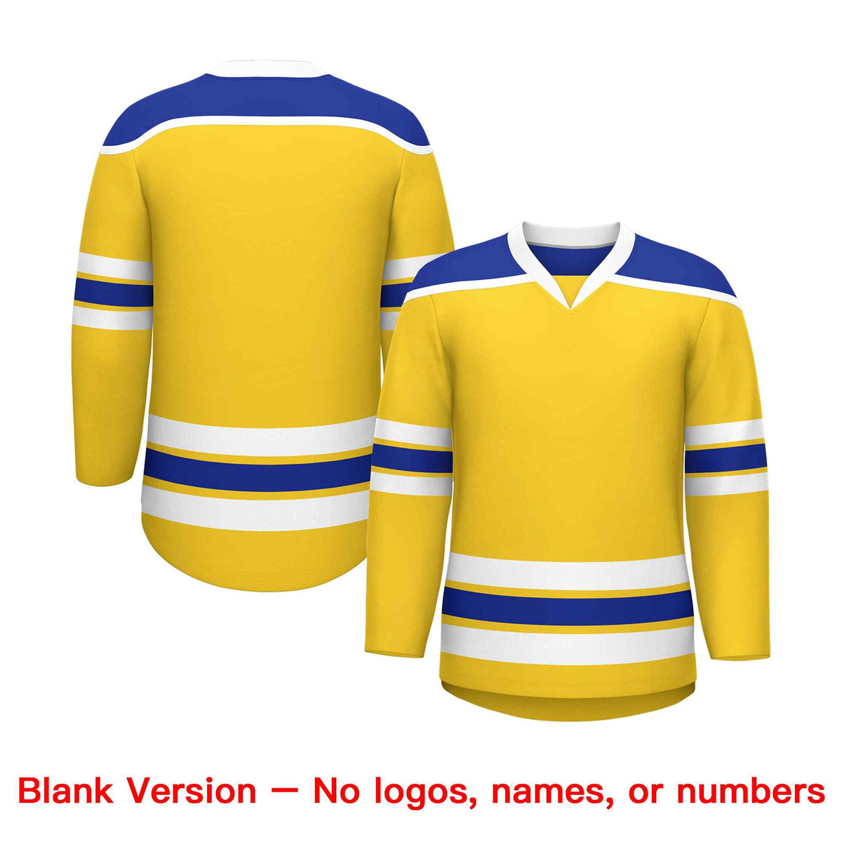 Custom Gold Royal Blue Ice Cream Helmet Pattern Personalized V-Neck Hockey Jersey