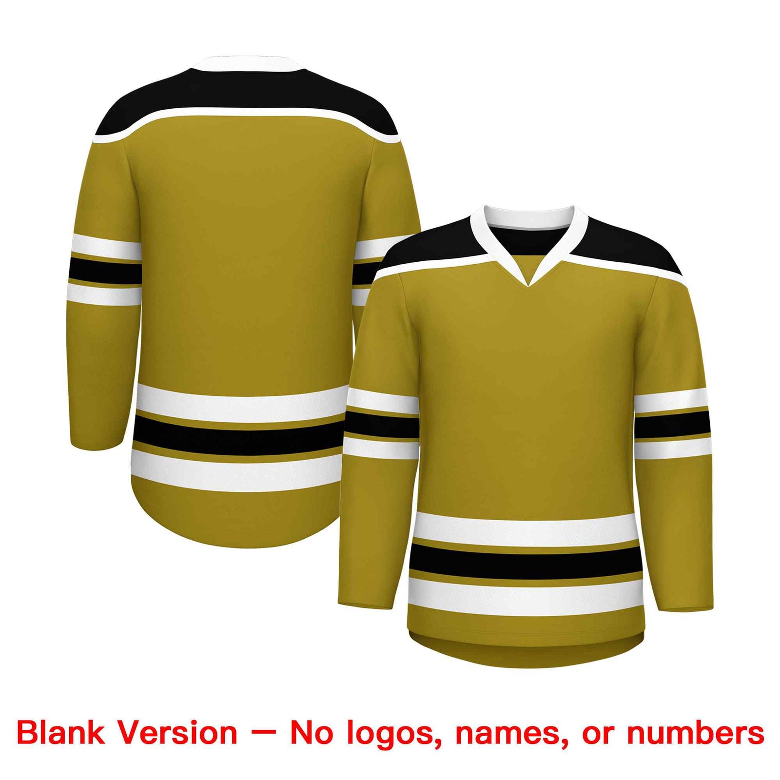 Custom Old Gold Black Ice Cream Helmet Pattern Personalized V-Neck Hockey Jersey