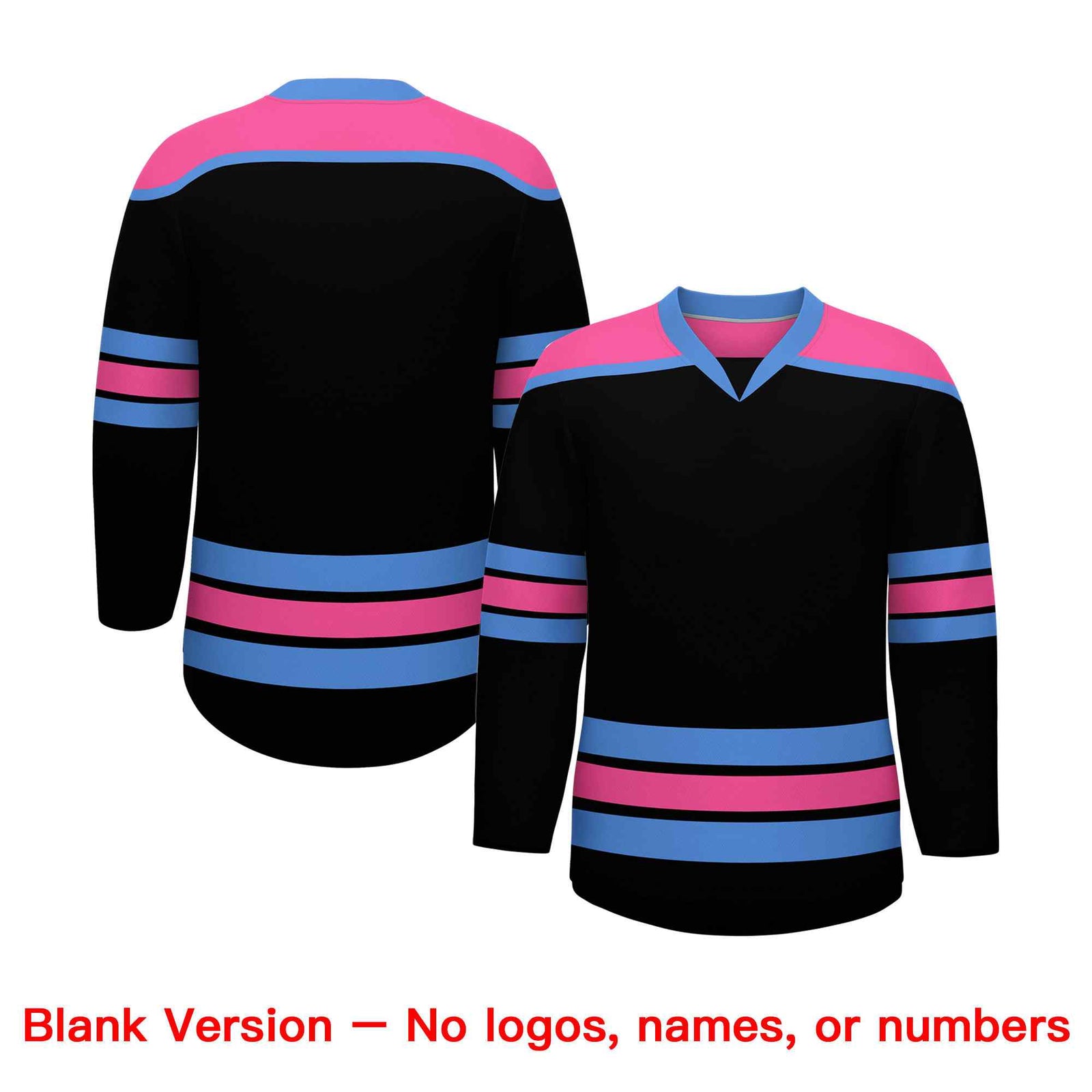 Custom Black Powder Blue Ice Cream Helmet Pattern Personalized V-Neck Hockey Jersey