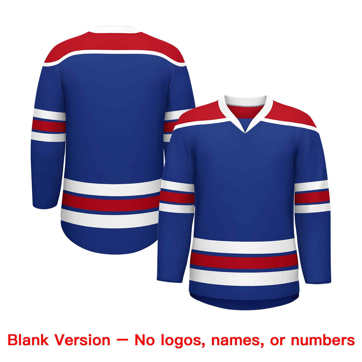 Custom Royal Blue Red Ice Cream Helmet Pattern Personalized V-Neck Hockey Jersey