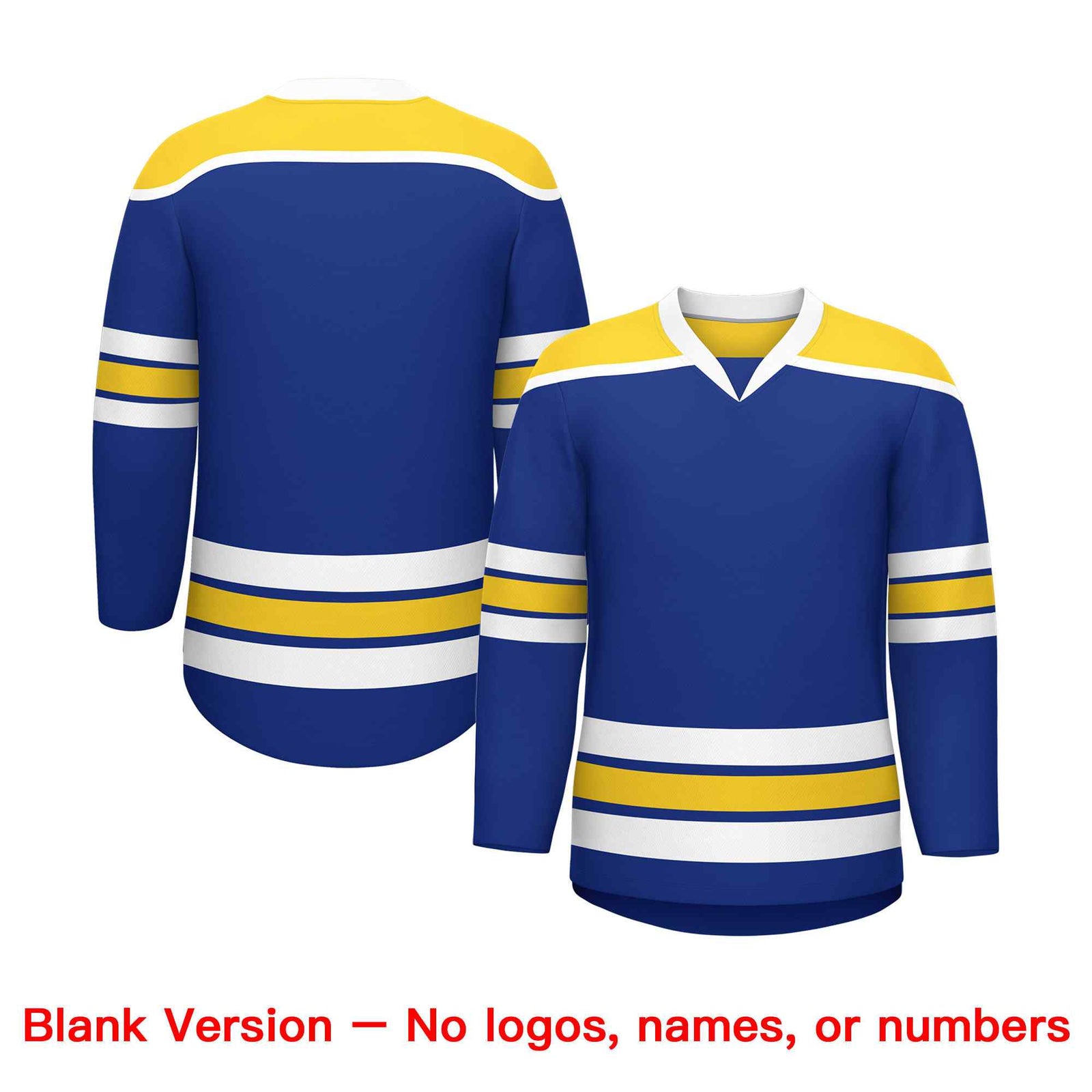 Custom Royal Blue Gold Ice Cream Helmet Pattern Personalized V-Neck Hockey Jersey