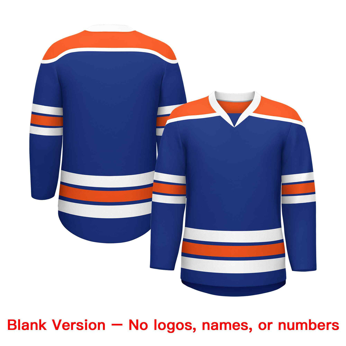 Custom Royal Blue Orange Ice Cream Helmet Pattern Personalized V-Neck Hockey Jersey