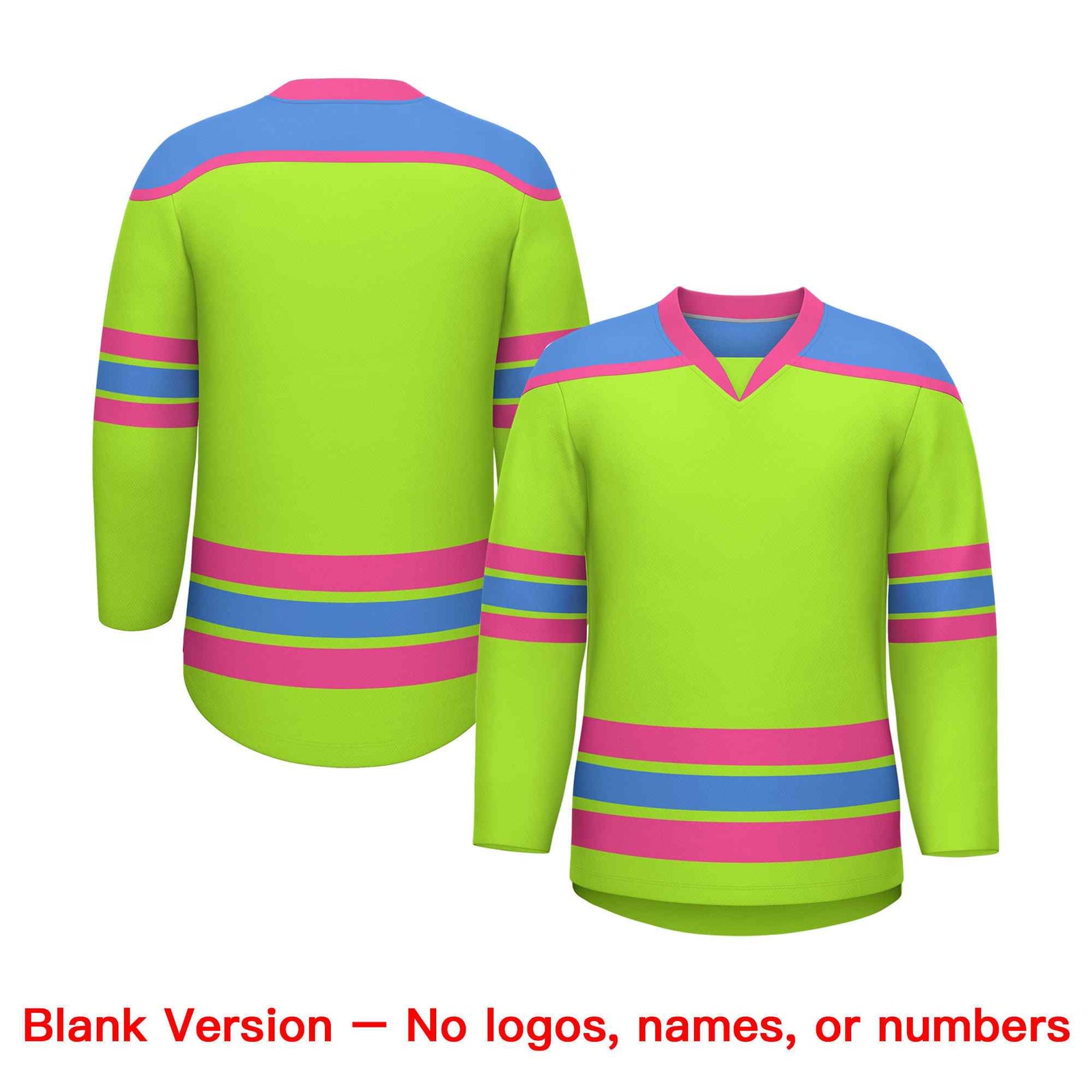 Custom Neon Green Powder Blue Ice Cream Helmet Pattern Personalized V-Neck Hockey Jersey