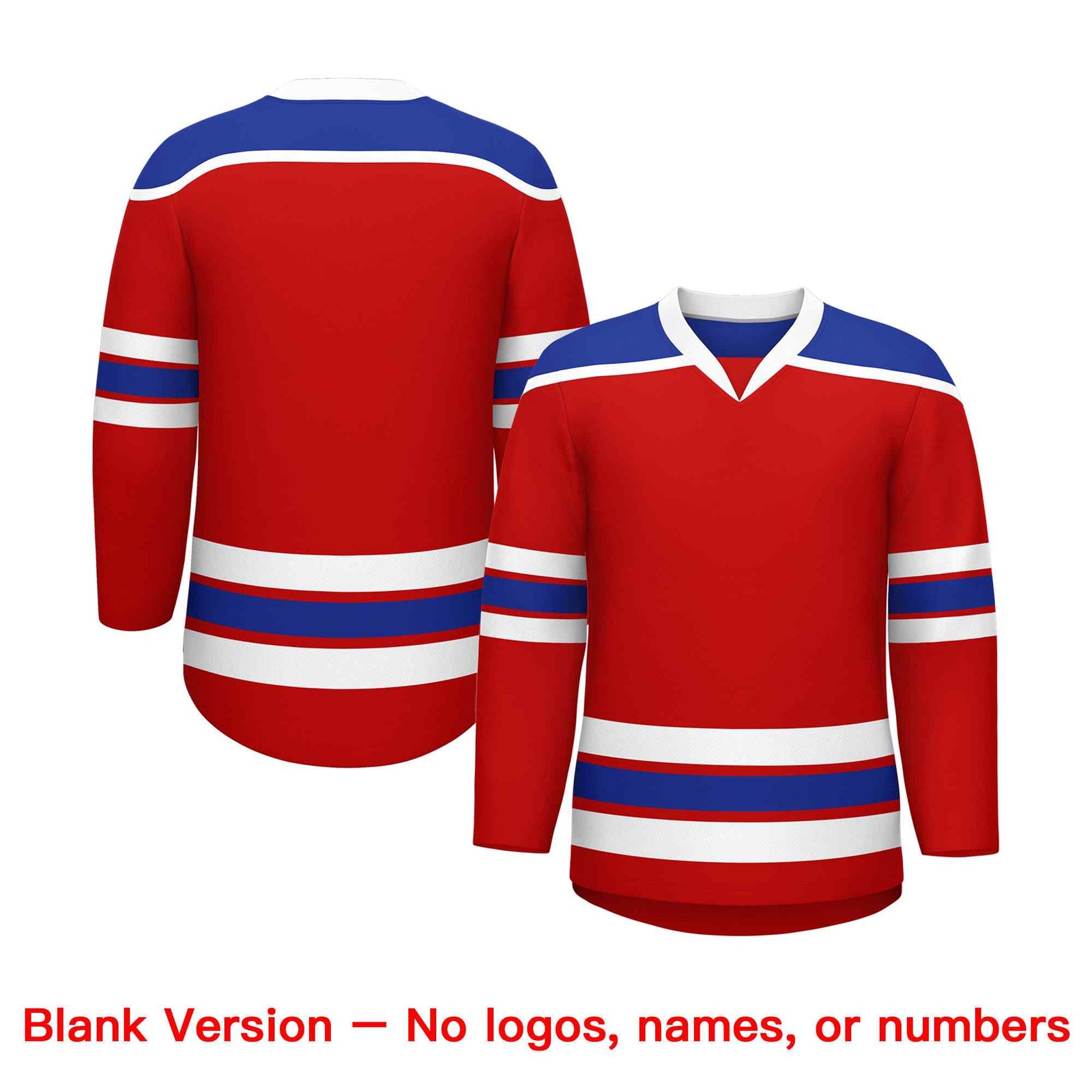 Custom Red Royal Blue Ice Cream Helmet Pattern Personalized V-Neck Hockey Jersey| KXKSHOP
