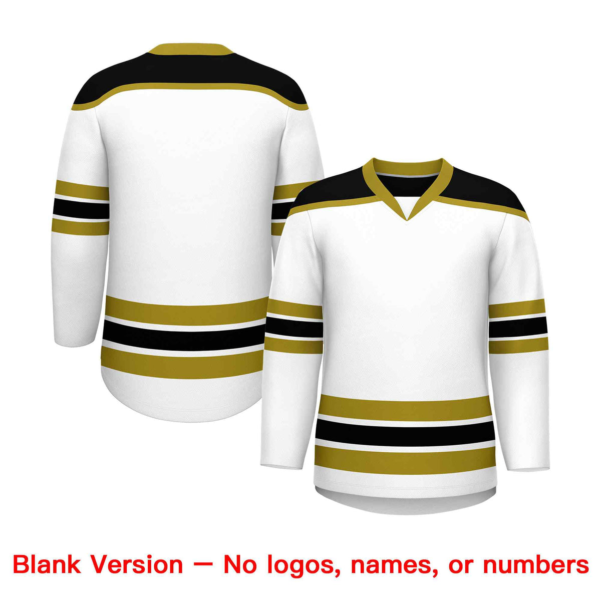 Custom White Old Gold Ice Cream Helmet Pattern Personalized V-Neck Hockey Jersey