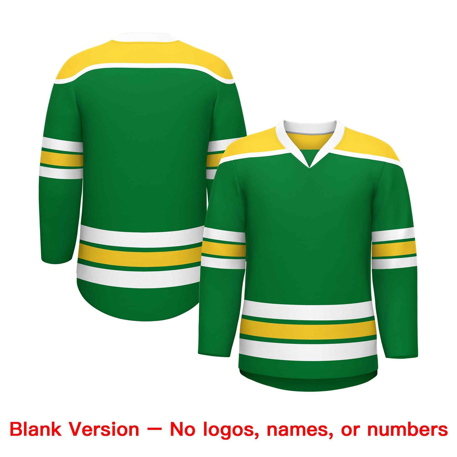 Custom Kelly Green Gold Ice Cream Helmet Pattern Personalized V-Neck Hockey Jersey