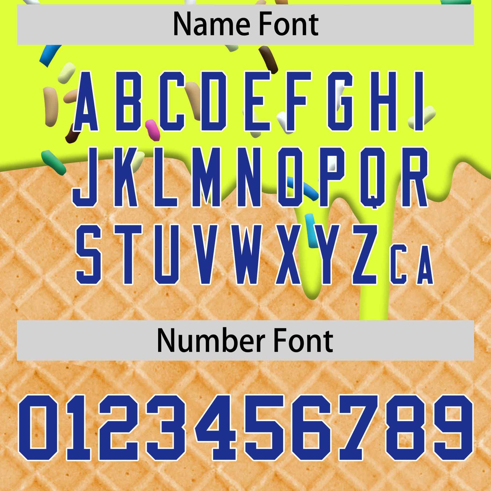 Custom Fluorescent Green Royal Blue Ice Cream Pattern Personalized V-Neck Hockey Jersey