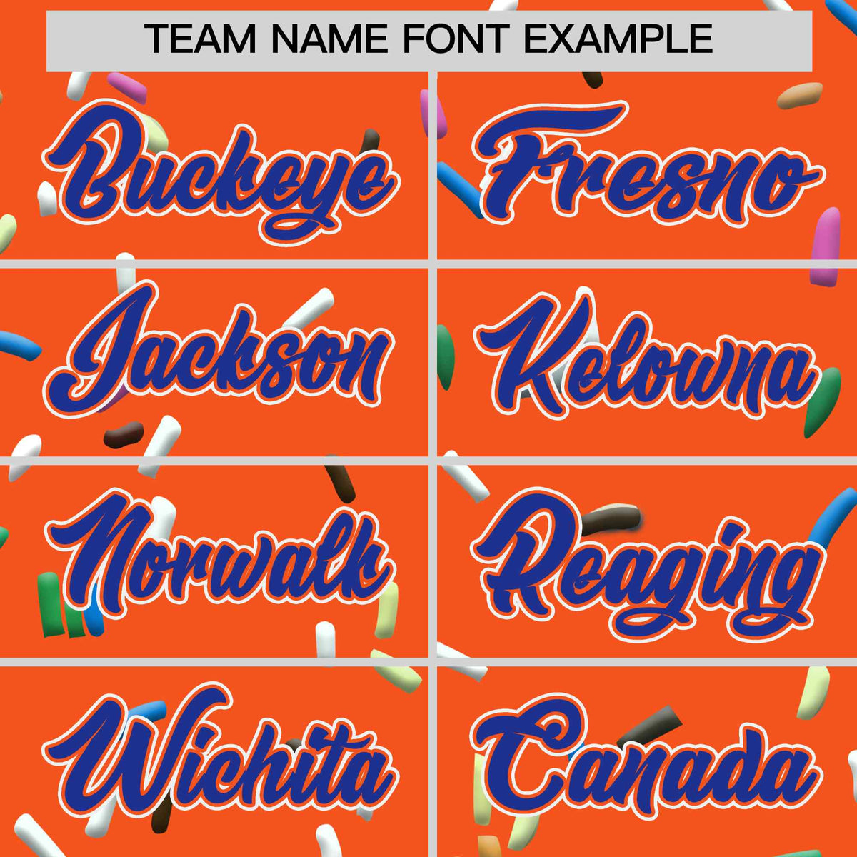 Custom Orange Royal Blue Ice Cream Pattern Personalized V-Neck Hockey Jersey