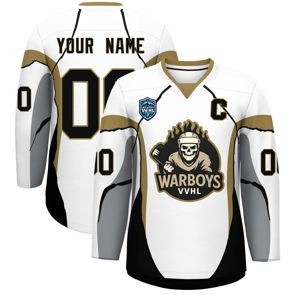 VVHL S8 Custom Warboys White Hockey Jersey