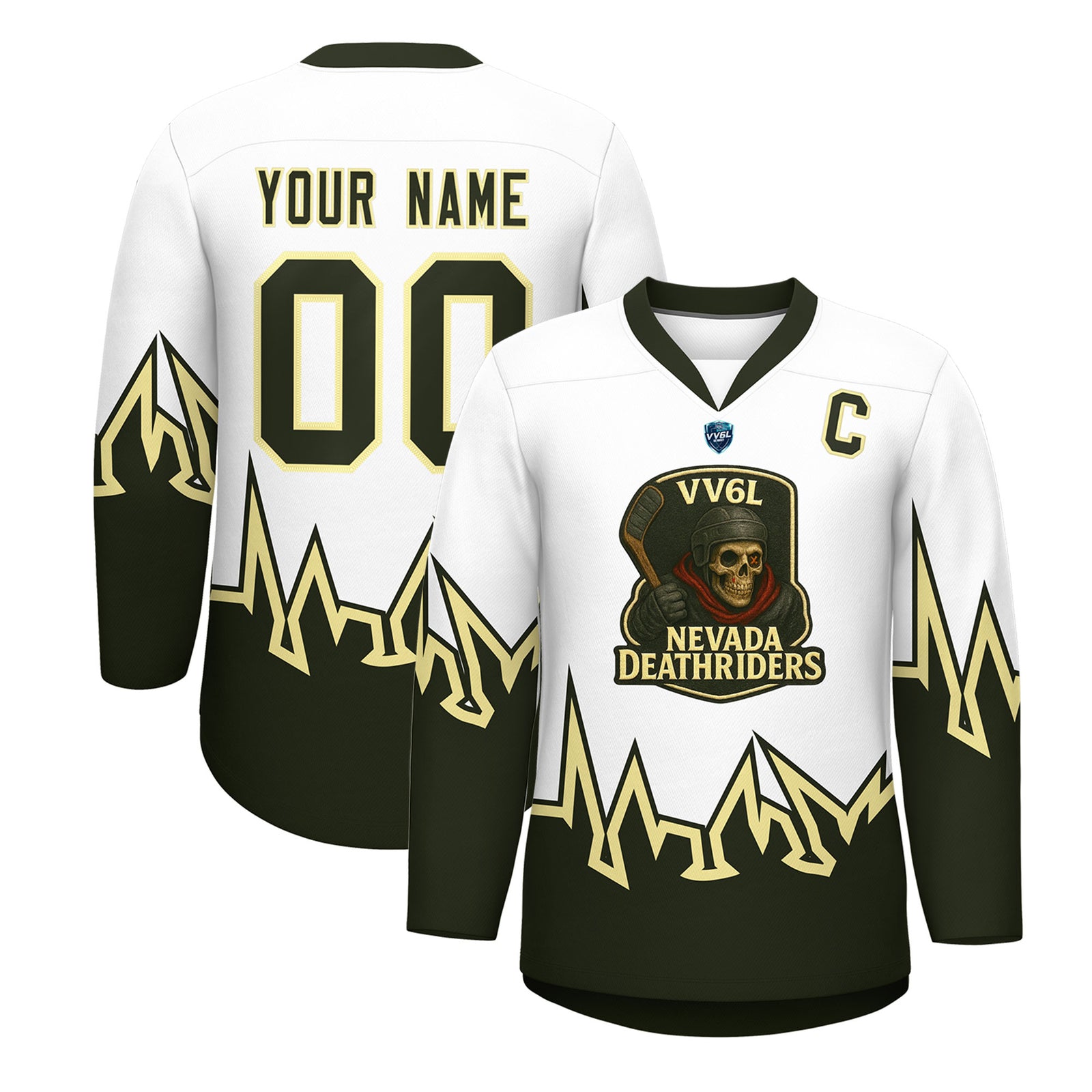 VV6L Custom NEVADA DEATHRIDERS White Hockey Jersey