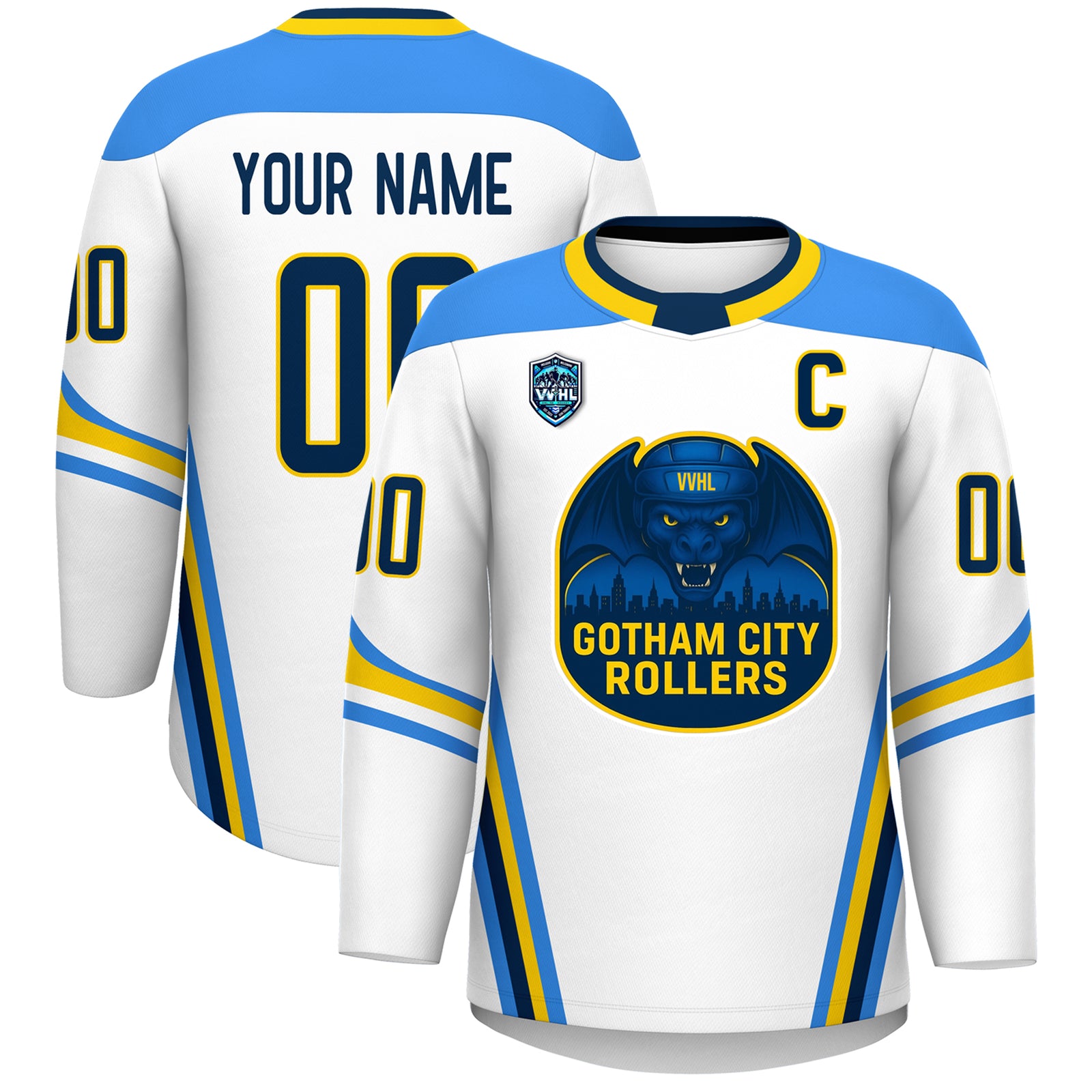 VVHL S8 Custom GOTHAM CITY ROLLERS Gotham Blue Hockey Jersey