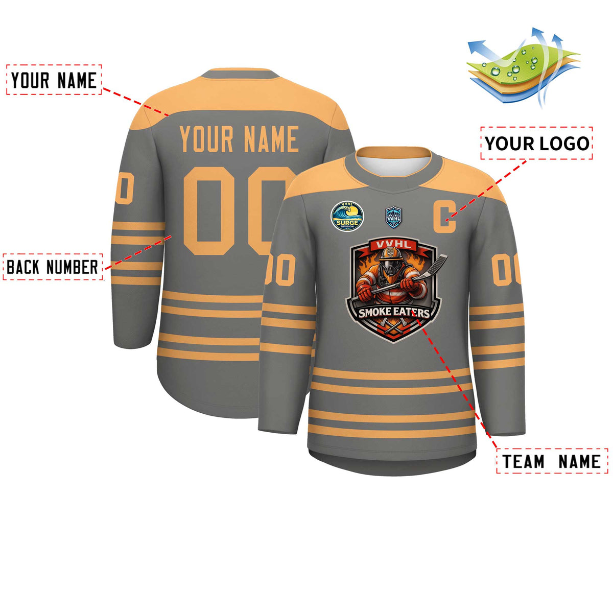 VVHL S10 SMOKE EATERS Hockey Jersey