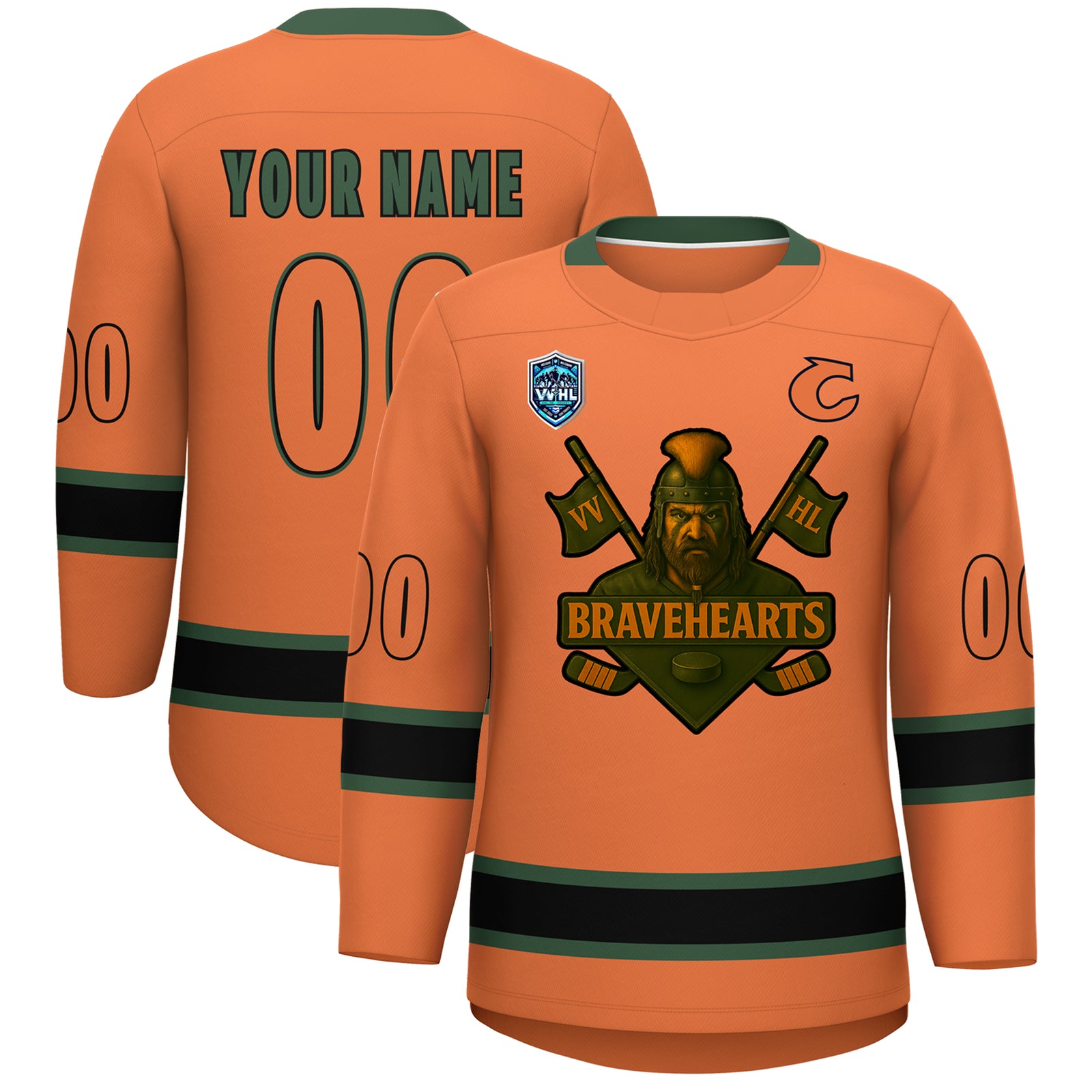 VVHL S9 Bravehearts Olive White Hockey Jersey