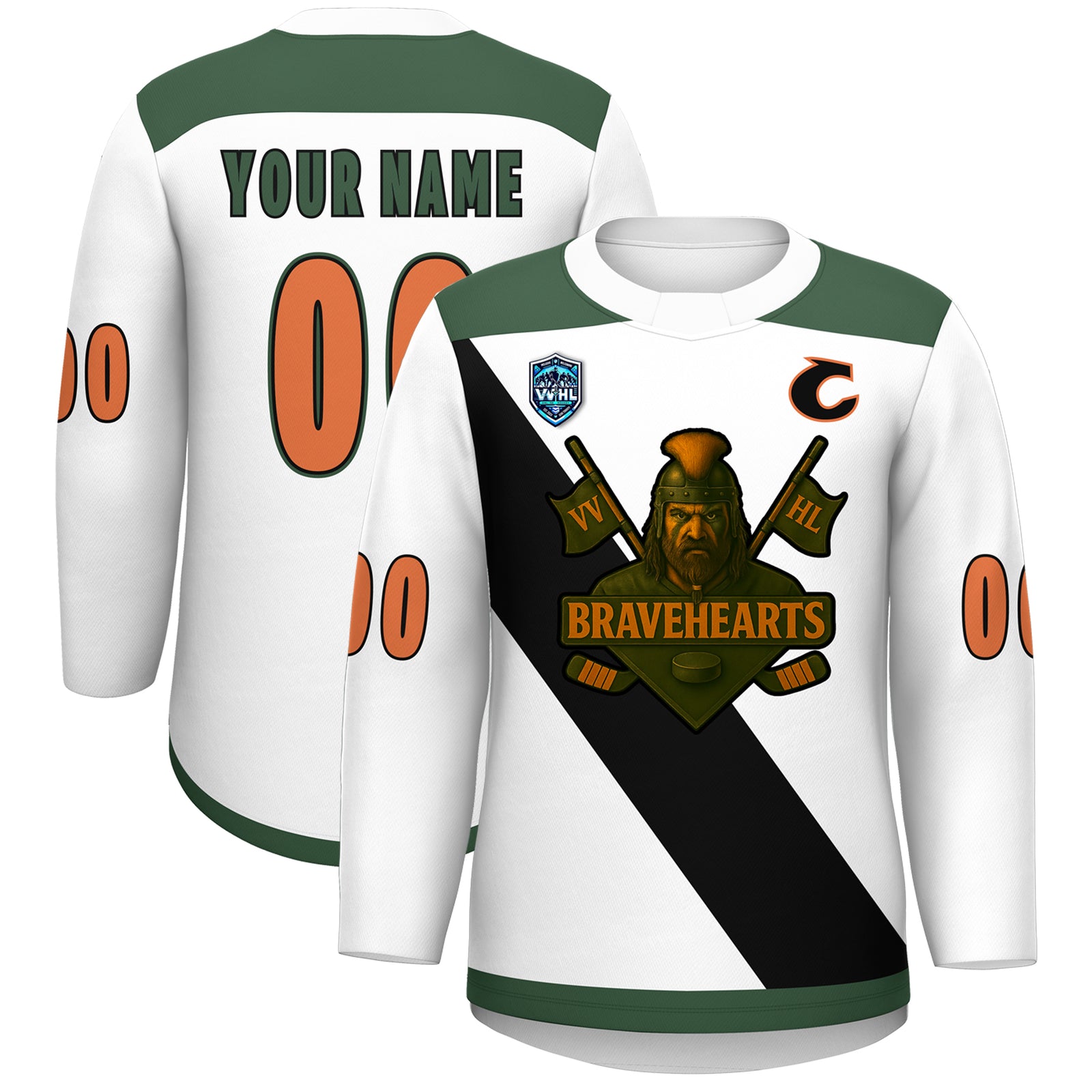 VVHL S9 Bravehearts Olive White Hockey Jersey