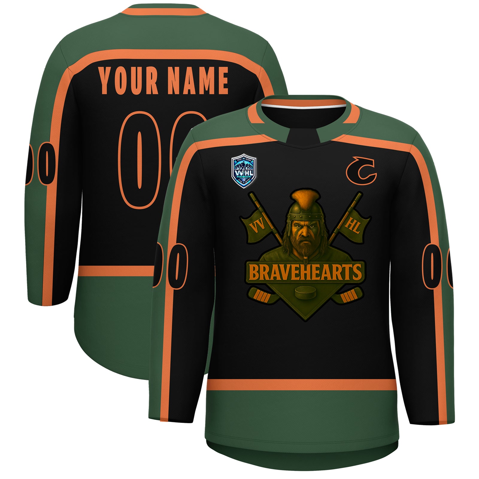 VVHL S9 Bravehearts Olive White Hockey Jersey