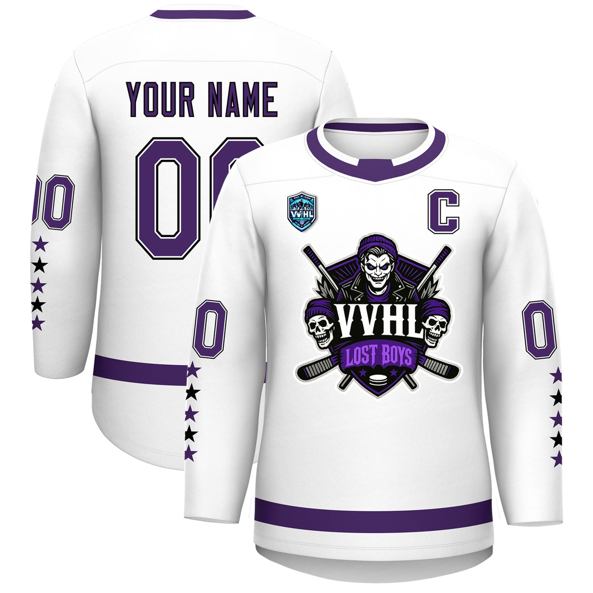 VVHL S8 Lost Boys Black White Purple Hockey Jersey