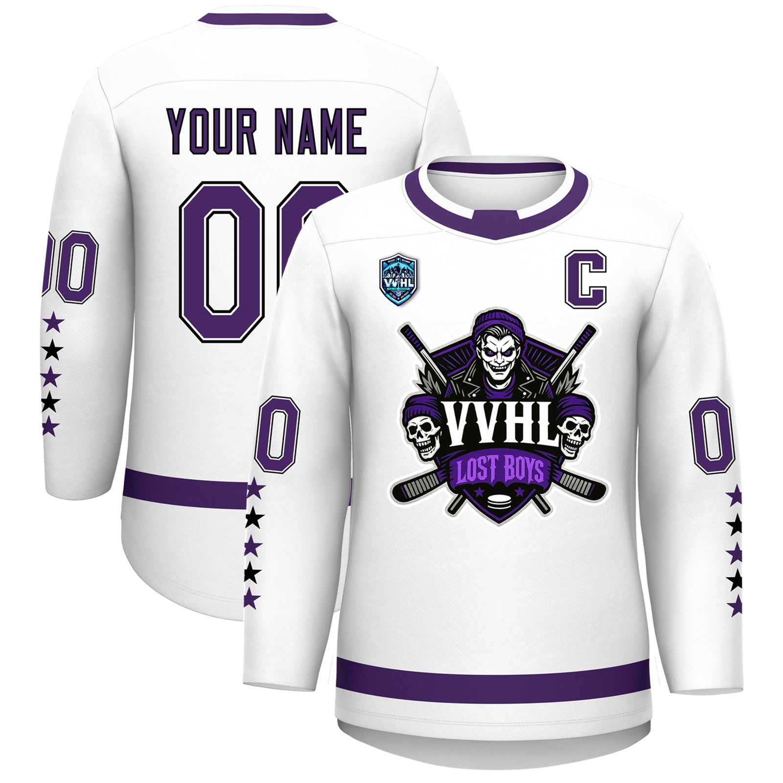 VVHL S8 Lost Boys Black White Purple Hockey Jersey